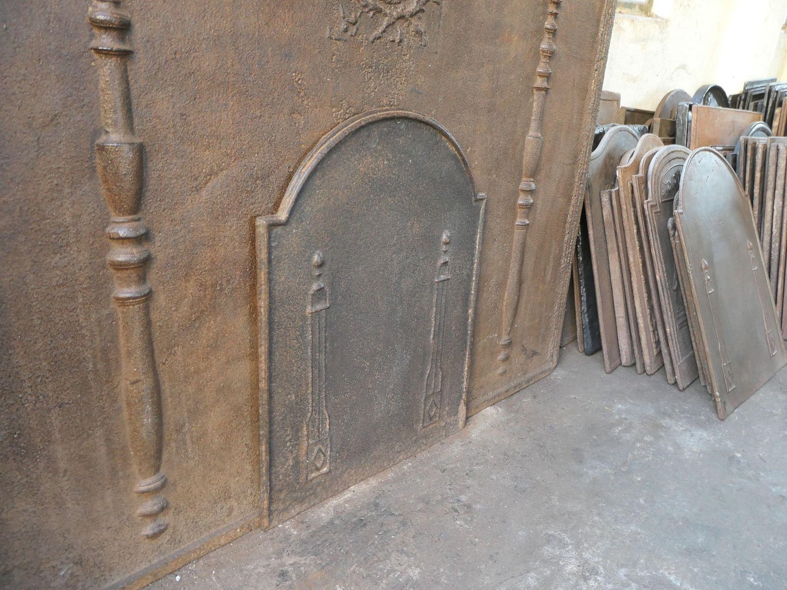 photo for sale French 'Pillars Of Freedom' Fireback / Backsplash, Early 19th Century, Neoclassi