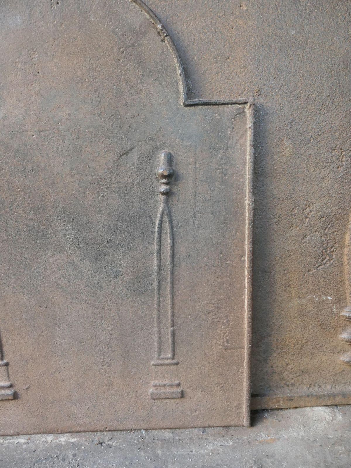French Neoclassical 'Pillars Of Freedom' Fireback / Backsplash, Early 19th Centu photo vintage