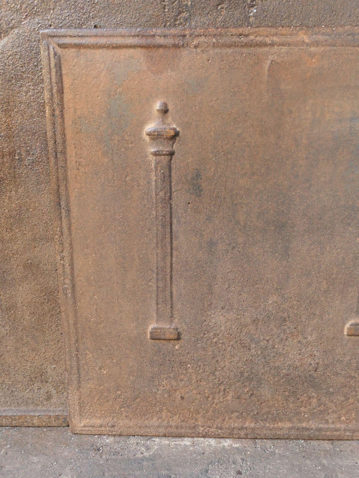 photo for sale French 'Pillars Of Freedom' Fireback / Backsplash, Early 19th Century