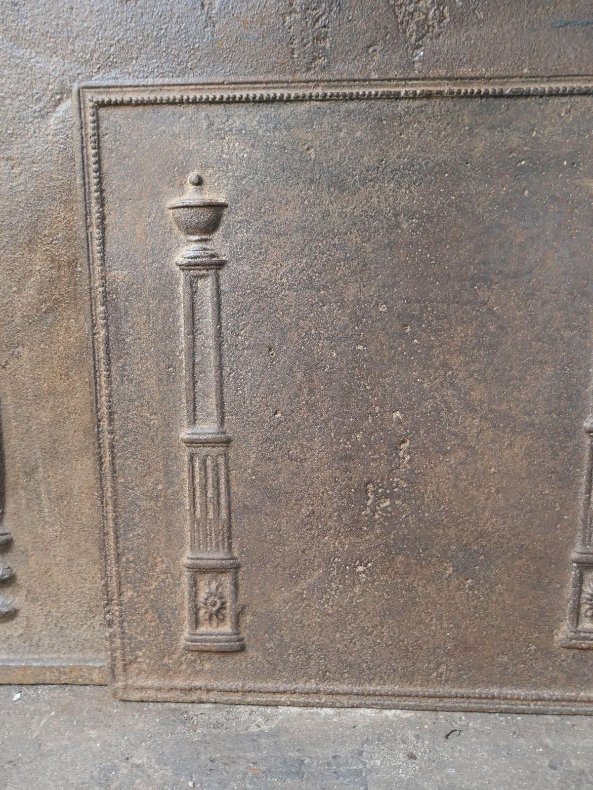 French 'Pillars Of Freedom' Fireback / Backsplash, Early 19th Century photo vintage