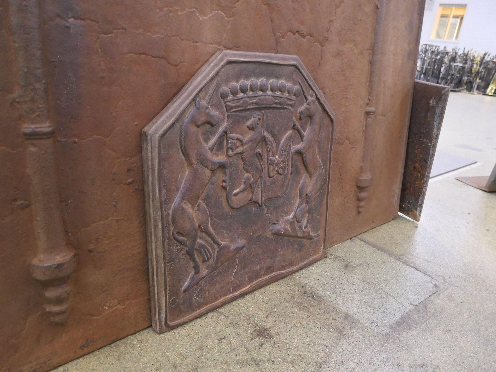 French Louis XIV 'Coat Of Arms' Fireback / Backsplash, 20th Century photo vintage