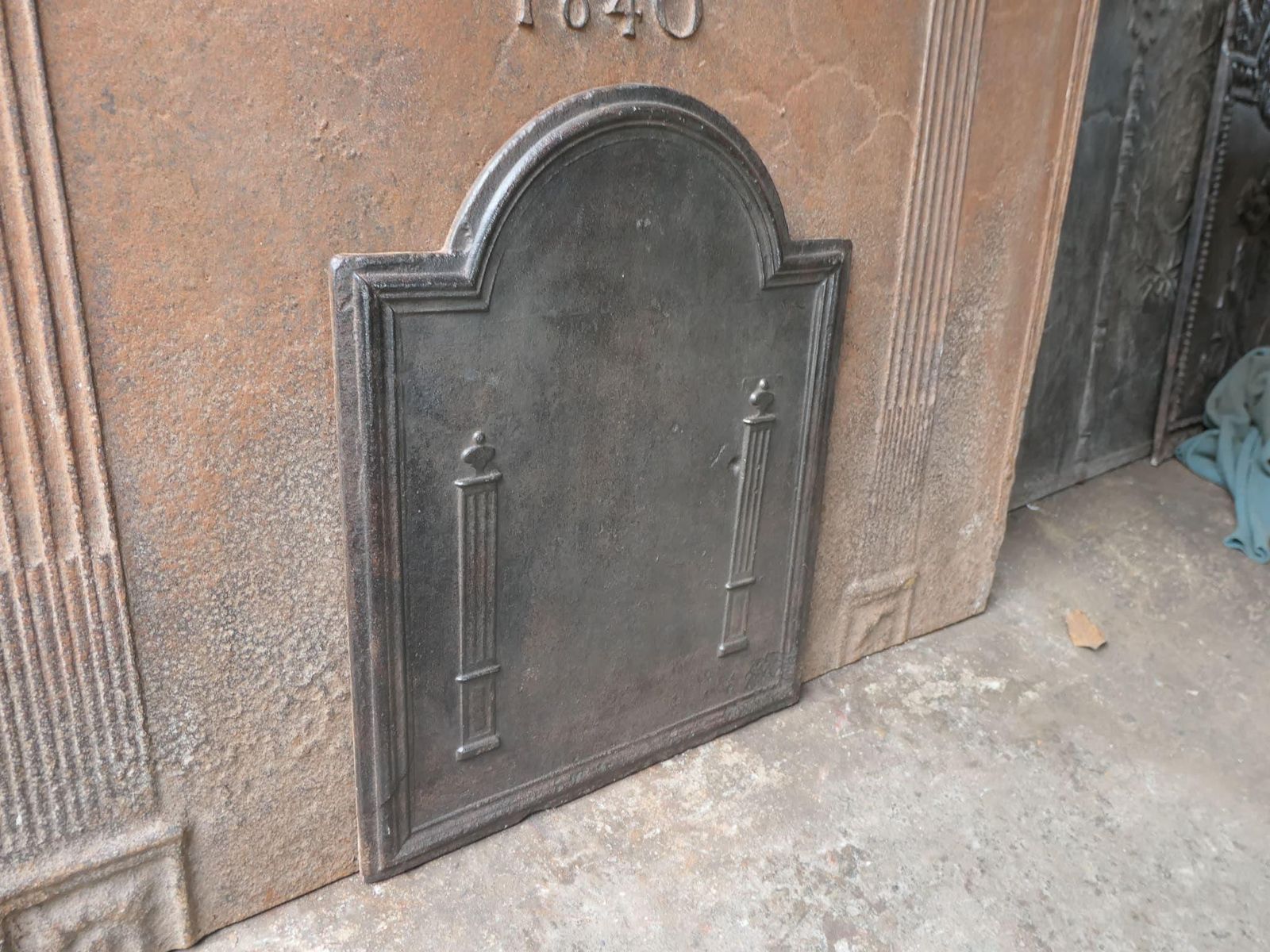 photo furniture French 'Pillars Of Freedom' Fireback / Backsplash, Early 19th C.