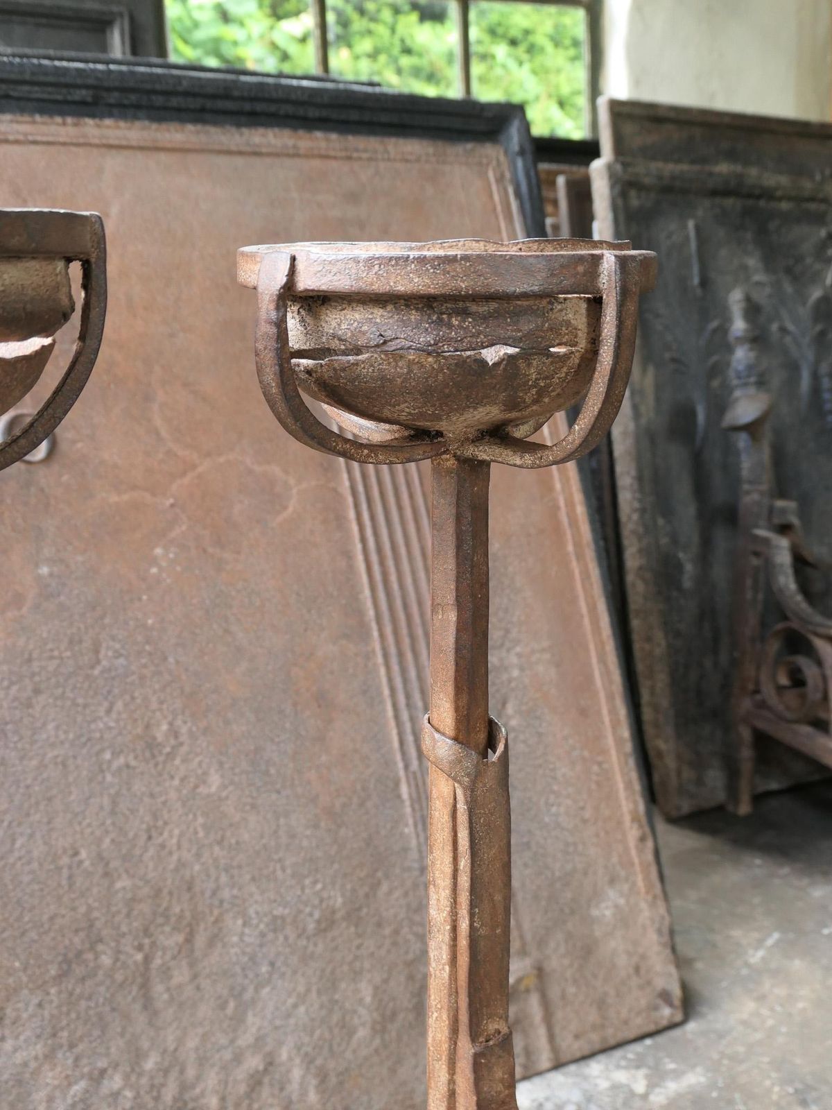 Hand Forged French Gothic Andirons Or Firedogs, 17th Century Period photo 596.0