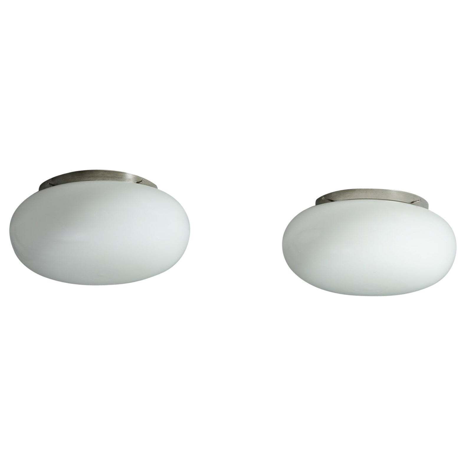 Rare Pair Of Large Flush Mounts, Paavo Tynell, Taito Oy, 1930/1940s