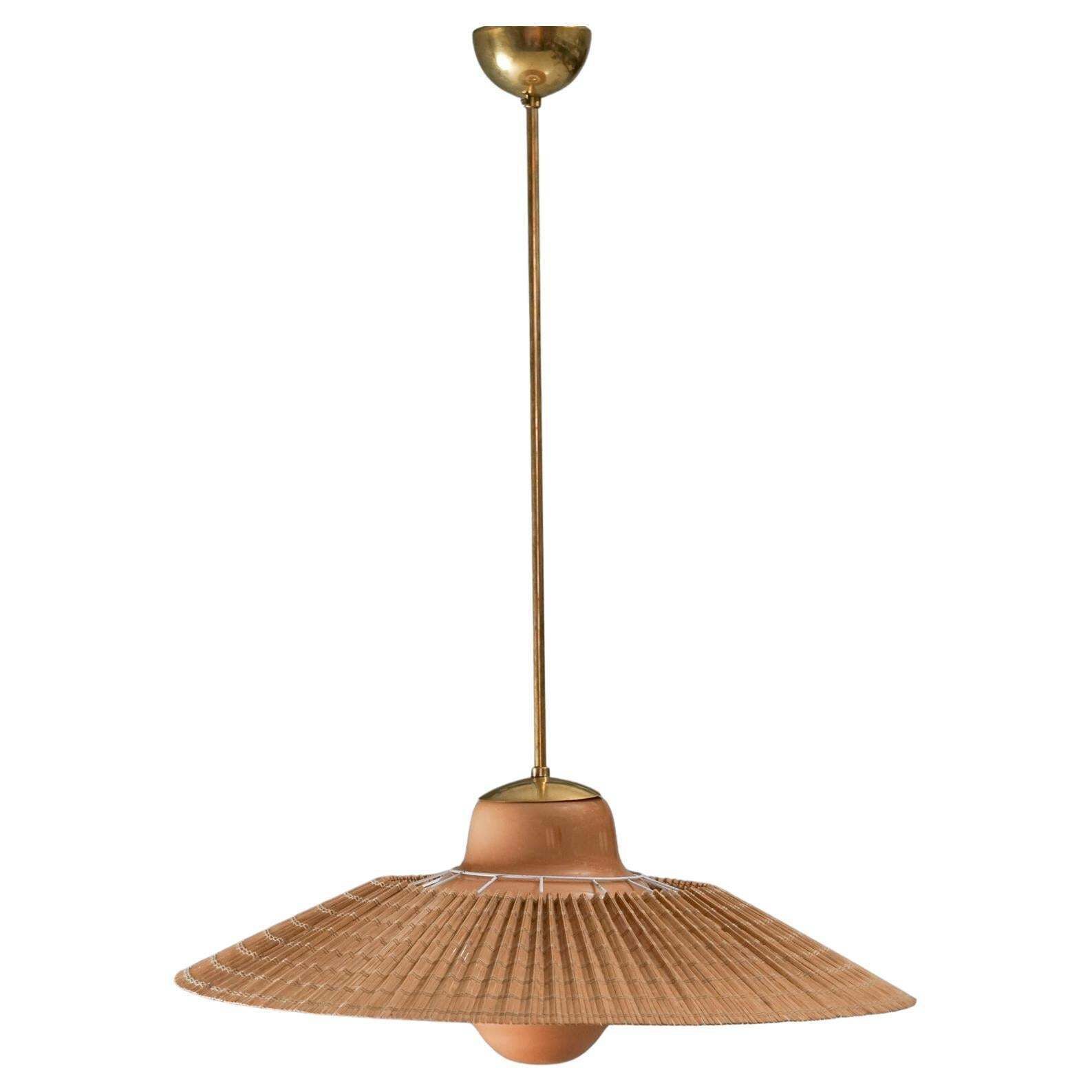 Lisa Johansson Pape & Gunilla Jung Glass And Wooden Slat Pendant, 1940/1950s