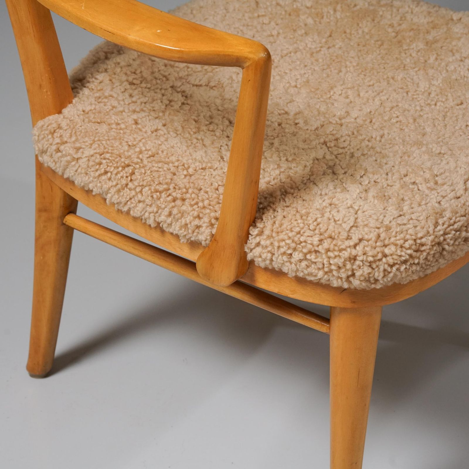 Set Of Two Rare Chairs In Shearling And Birch, Arttu Brummer, Finland, 1940s photo vinterior