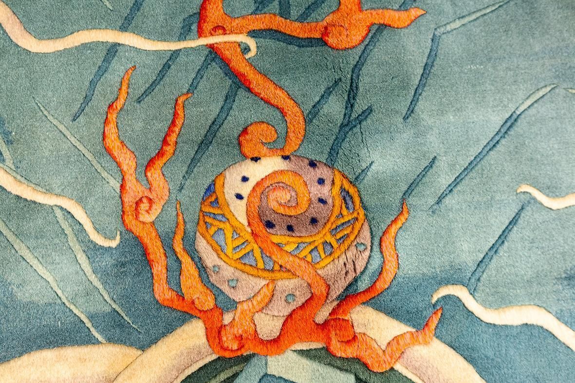Chinese Rug By Walter Nichols In Relief Technique photo buy