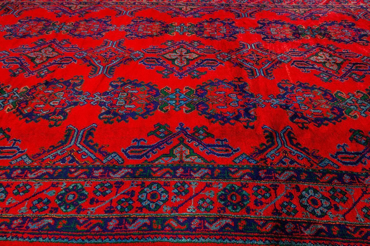 Oushak Rug Red Field photo for sale