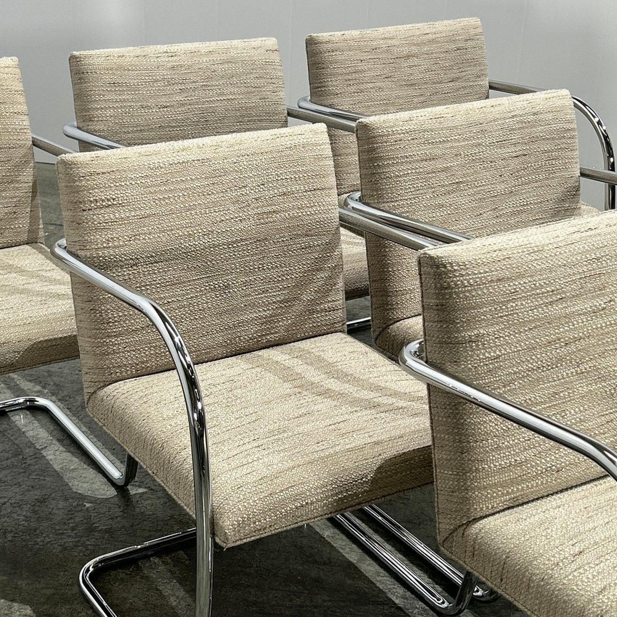 Knoll Brno Cream Tubular Chair By Ludwig Mies Van Der Rohe, Set Of Six photo Furniture