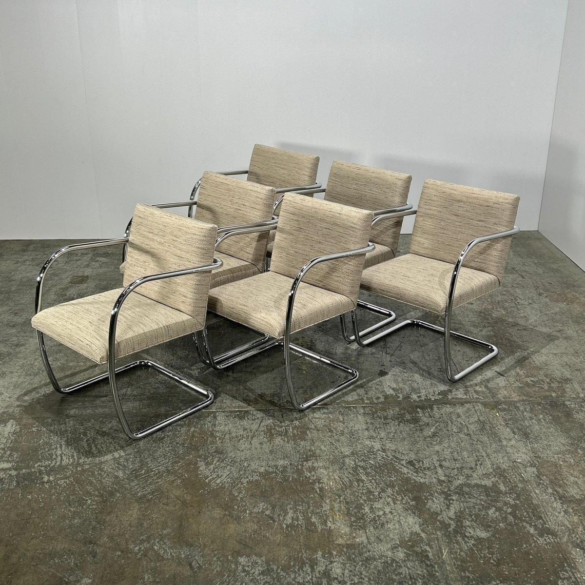 Knoll Brno Cream Tubular Chair By Ludwig Mies Van Der Rohe, Set Of Six photo vintage