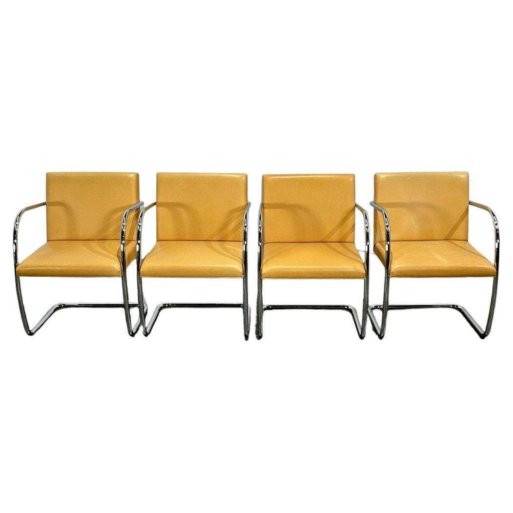 Knoll Beige Leather Brno Tubular Chair By Ludwig Mies Van Der Rohe, Set Of Four