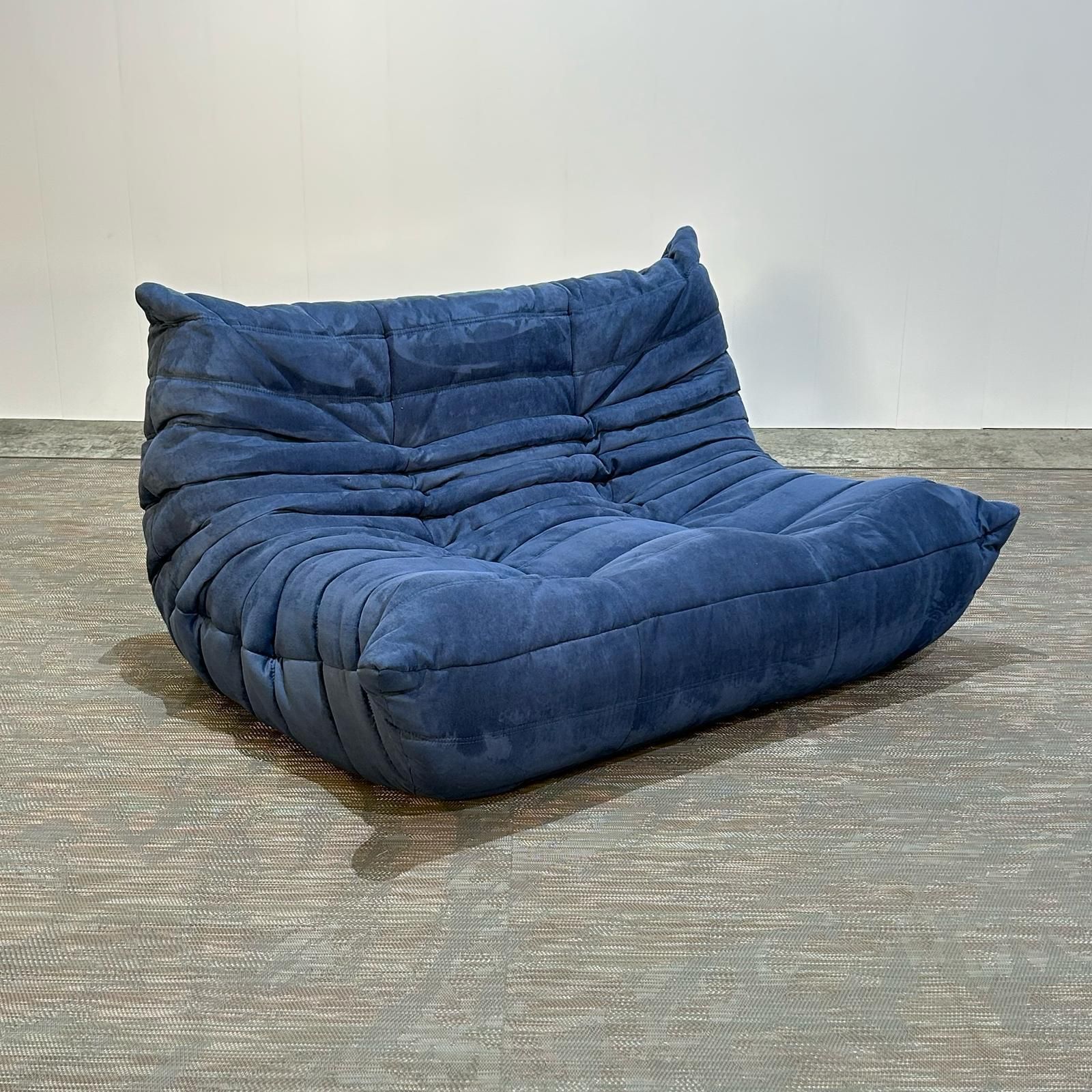 photo vintage Ligne Roset Blue Modular Togo Sofa By Michel Ducaroy, Set Of Three