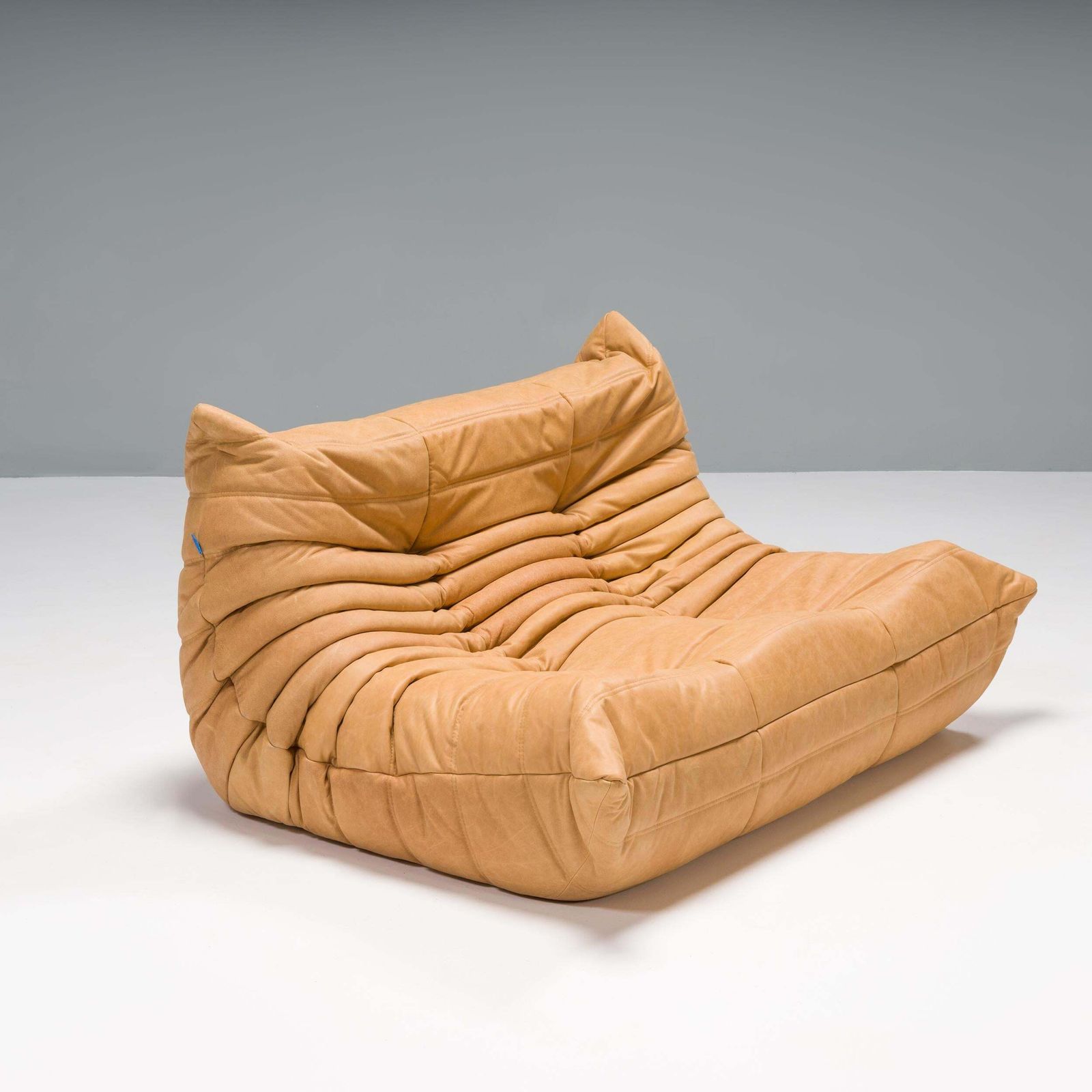 Ligne Roset By Michel Ducaroy Camel Brown Leather Togo, Set Of Three photo 9625.5
