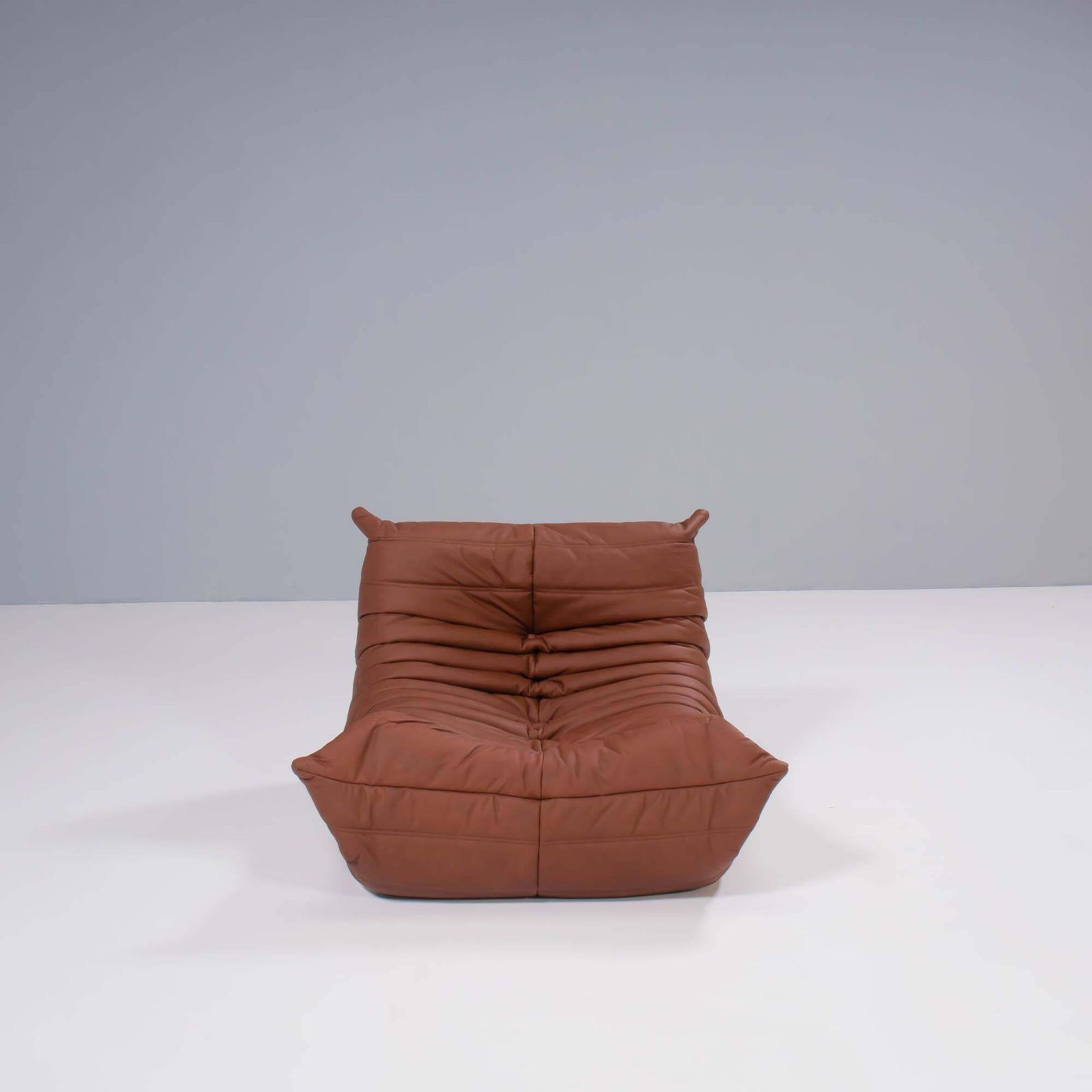 Ligne Roset By Michel Ducaroy Brown Leather Togo, Set Of Two photo for sale