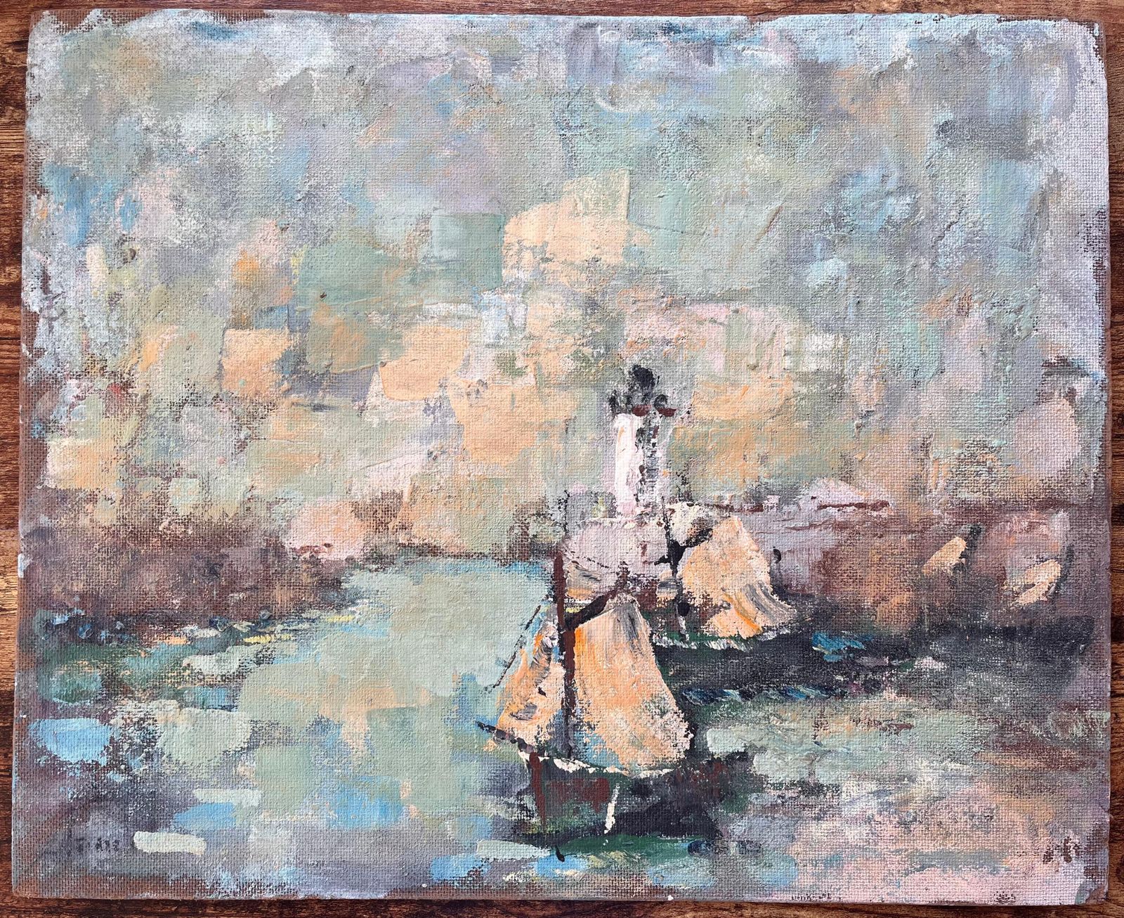 Fanch Lel French Impressionist Seascape Of Sailboats And Lighthouse In Soft Pastels photo furniture
