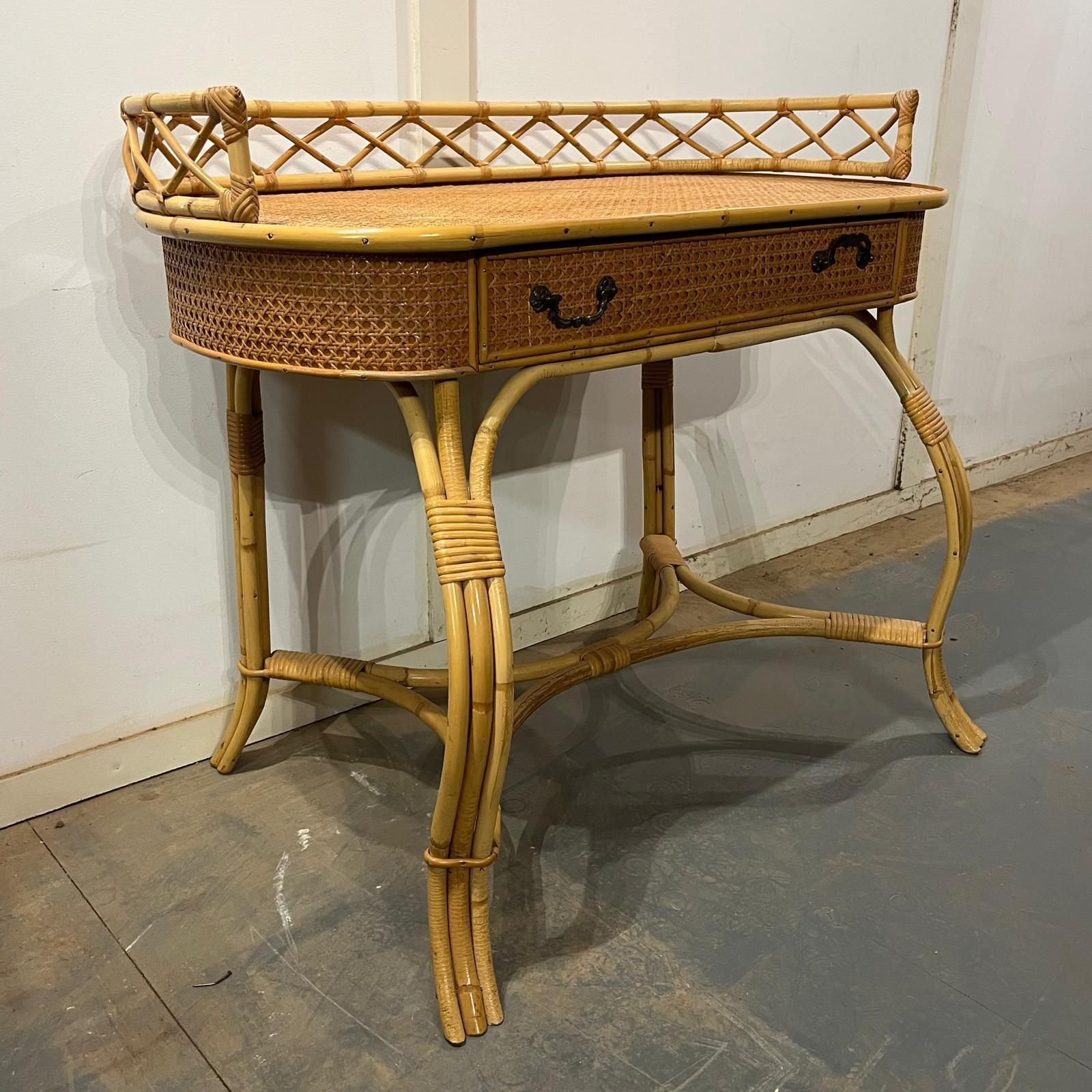 Bamboo And Cane Oval Dressing Table photo vintage