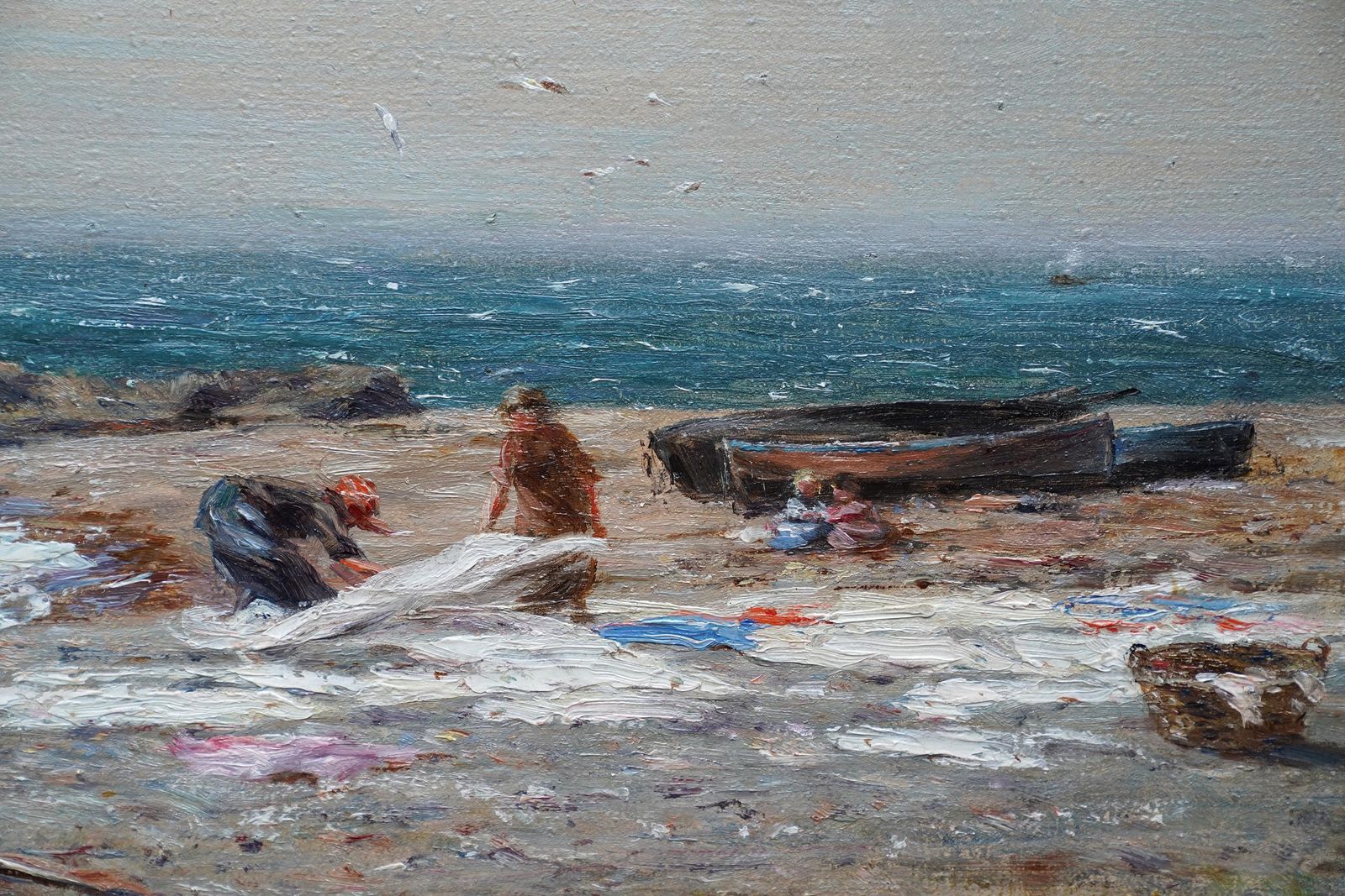 Joseph Hendersonwashing Day In Coastal Landscape   Scottish Victorian Impressionist Oil Paintingcirca 1880 photo Art
