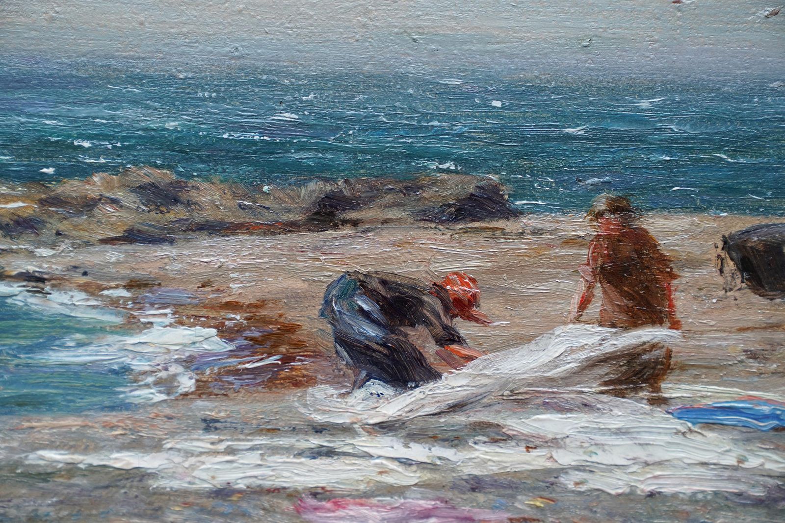 Joseph Hendersonwashing Day In Coastal Landscape   Scottish Victorian Impressionist Oil Paintingcirca 1880 photo 7649.0