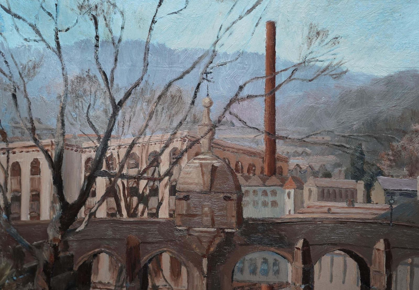 Ethelbert Whitebradford On Avon Bridge Landscape   British Post Impressionist Town Oil Paintingcirca 1940 photo 5609.0
