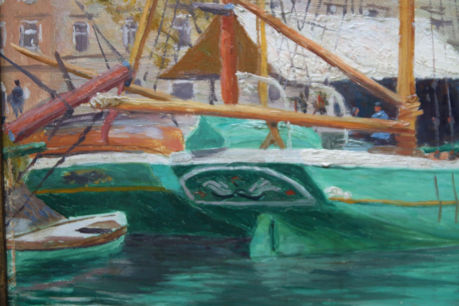 Roland Strasser  Harbour Scene Jakarta   Marine Art Oil Painting 1920 Indonesia Bugis Boatscirca 1920 photo 4079.0
