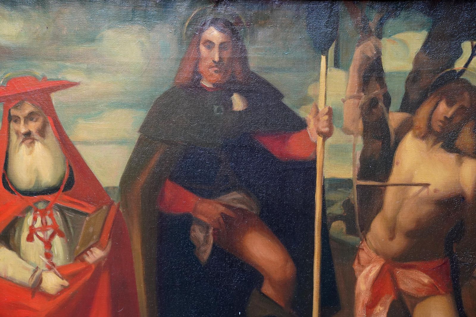 Wilfred Gabriel De Glehnsaint Roch With Saint Jerome + Saint Sebastian   British Edwardian Oil Paintingcirca 1910 photo for sale