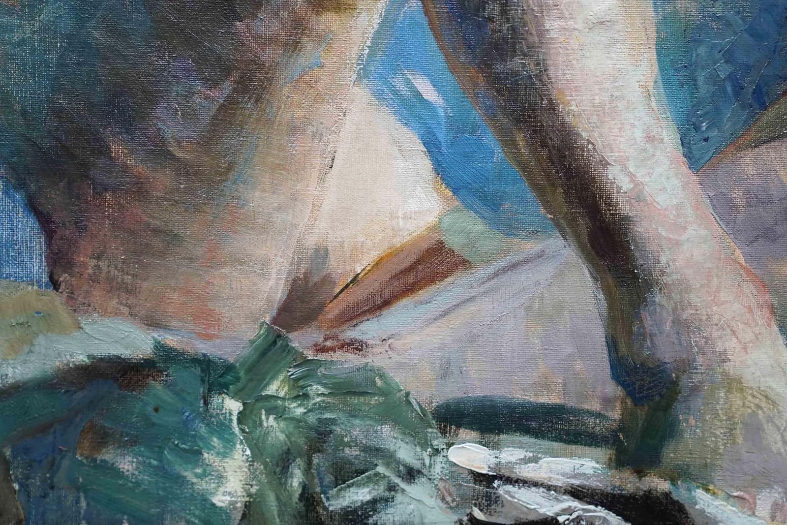 Reclining Nude   Industrial Scene Verso   Scottish 1940's Portrait Oil Paintingcirca 1945 photo buy