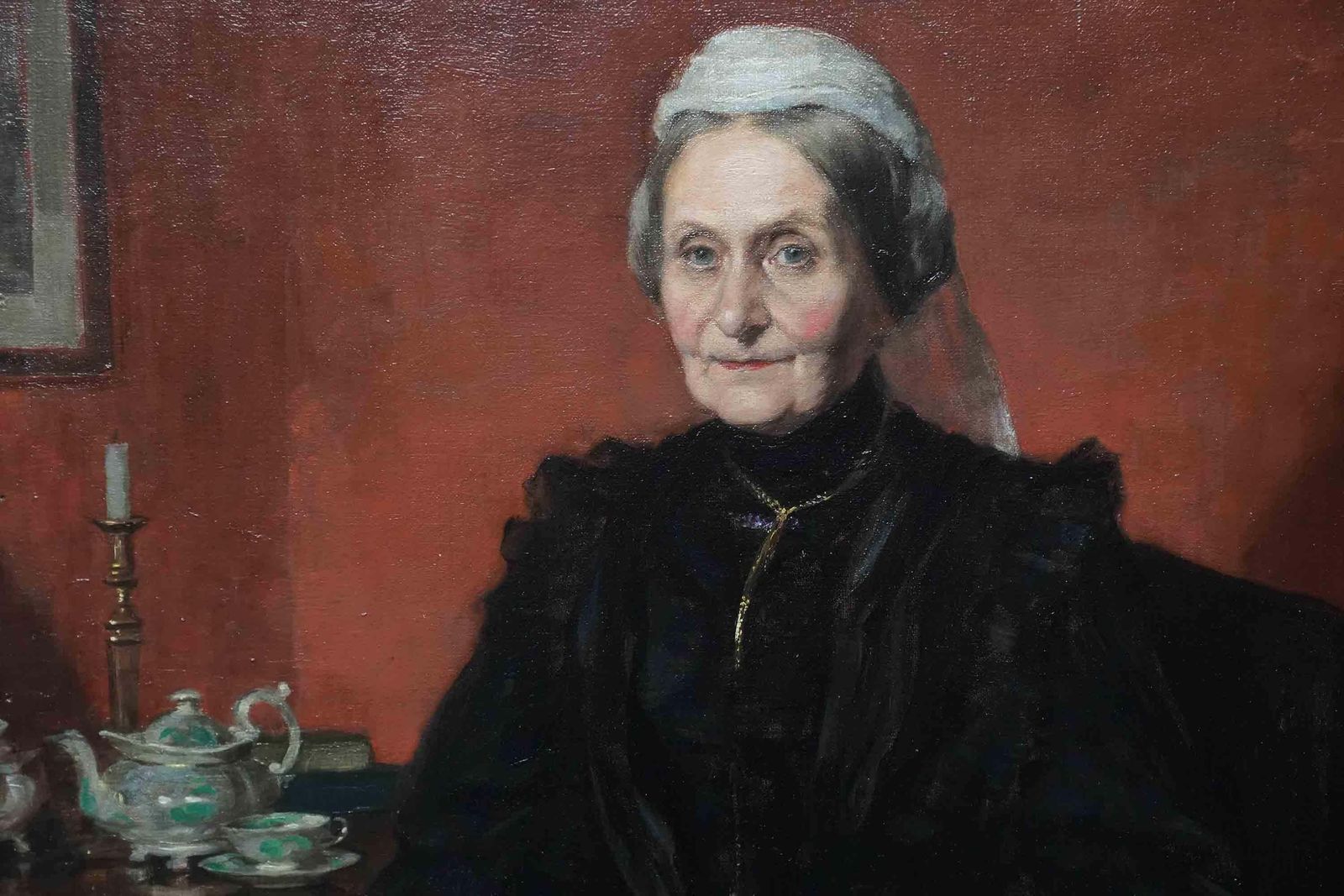 Arthur Percy Dixoninterior Portrait Of A Lady Taking Tea   Scottish Edwardian Art Oil Painting1906 photo 3060.0