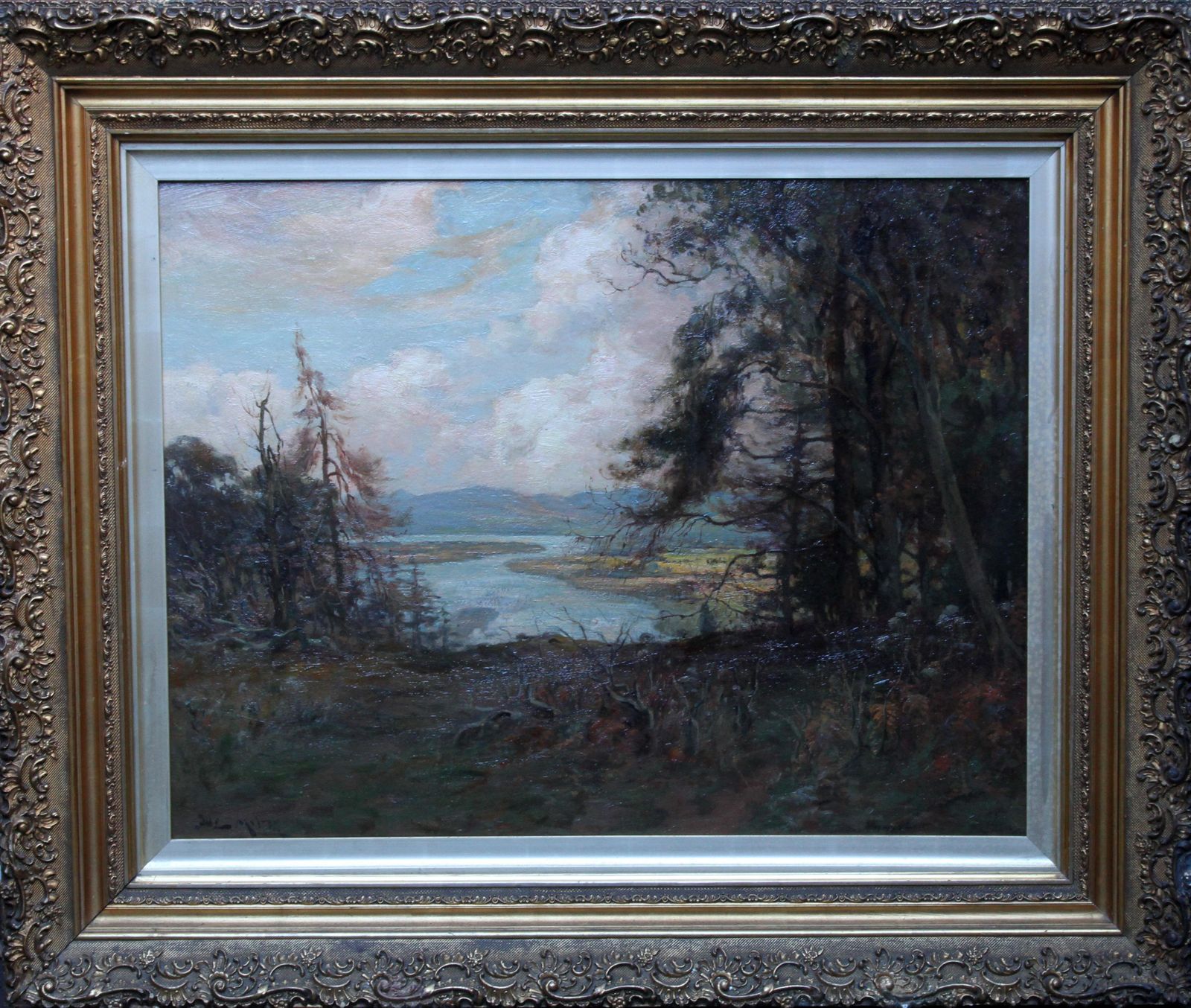photo for sale Joseph Milneriver Tay Landscape Scotland   Scottish Art Victorian Impressionist Oil Paintingcirca 1900