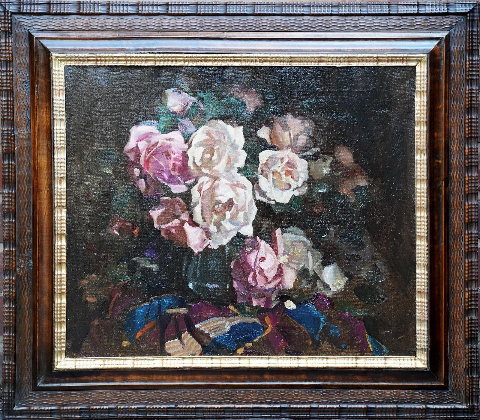 David Alisonstill Life Of Roses   Scottish Colourist Thirties Art Floral Oil Painting Flowercirca 1930