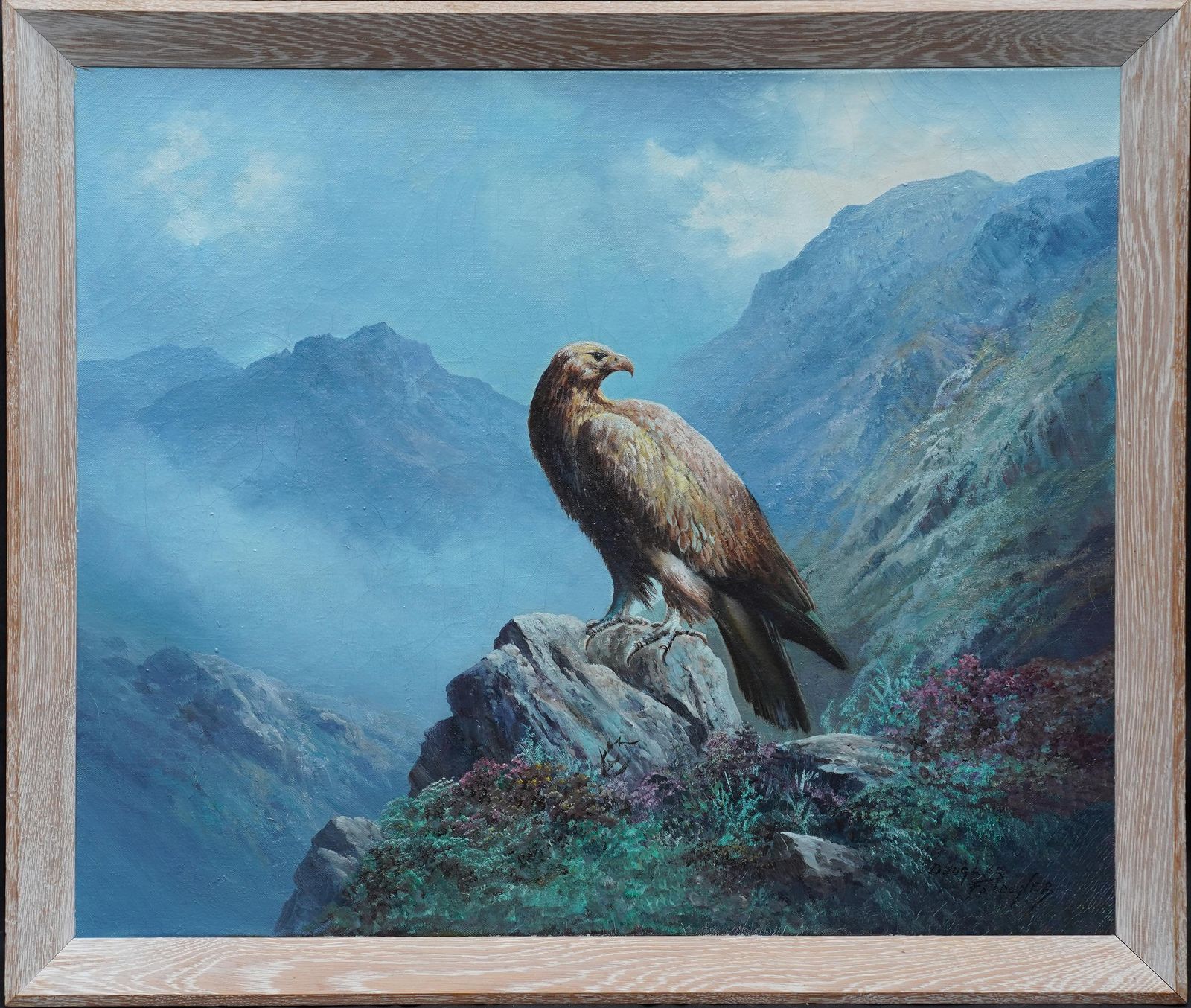 photo vinterior Douglas Falconergolden Eagle Of Scottish Highlands   Scottish Art Bird Landscape Oil Paintingcirca 1960