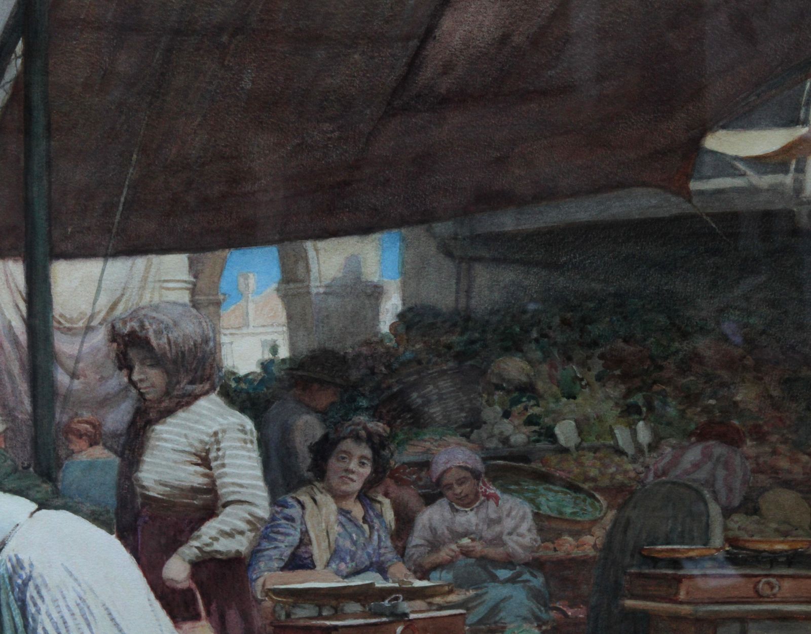 Thomas Ellisonthe Market Place Venice   British Victorian Art Watercolour Painting Italycirca 1900 photo vinterior