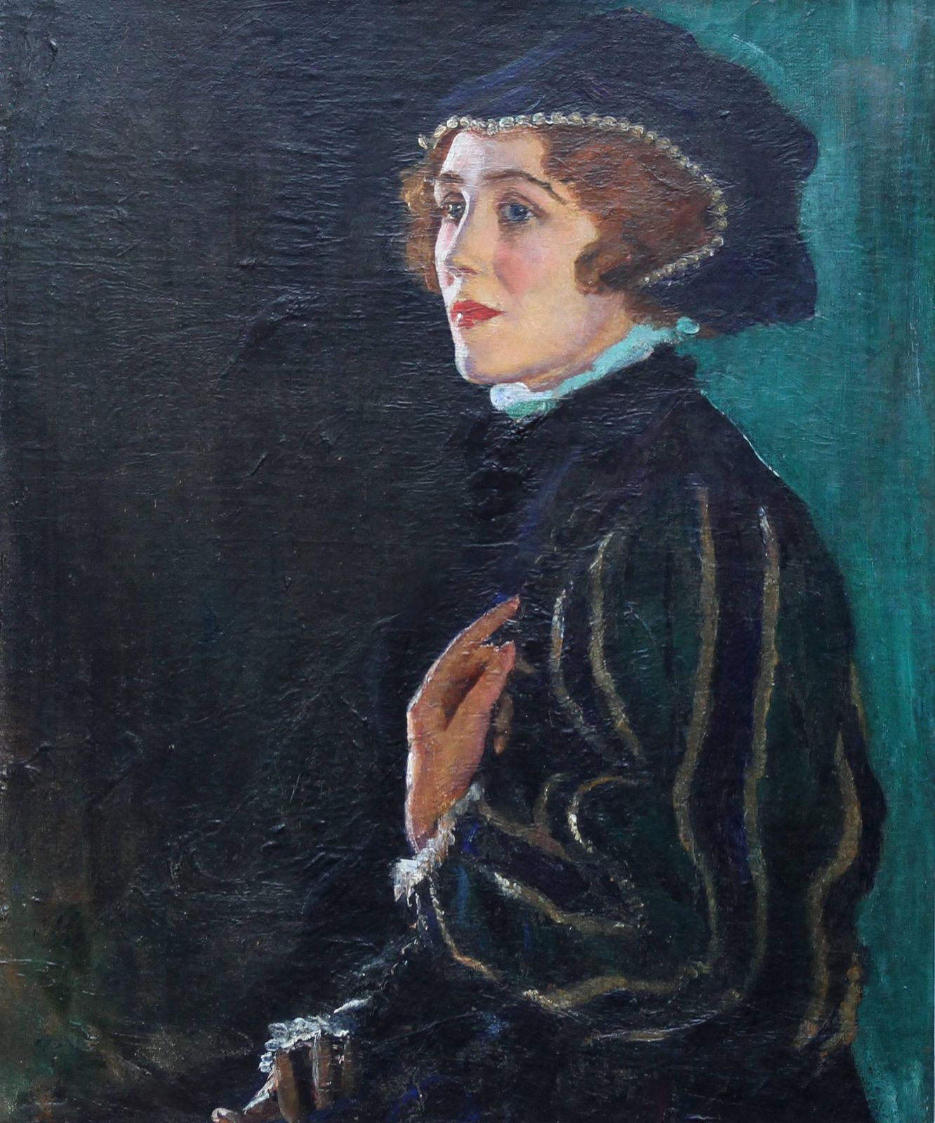 George Carr Drinkwatercecily Byrne As Mary Stewart   British Art 30's Actress Portrait Oil Paintingcirca 1930 photo furniture