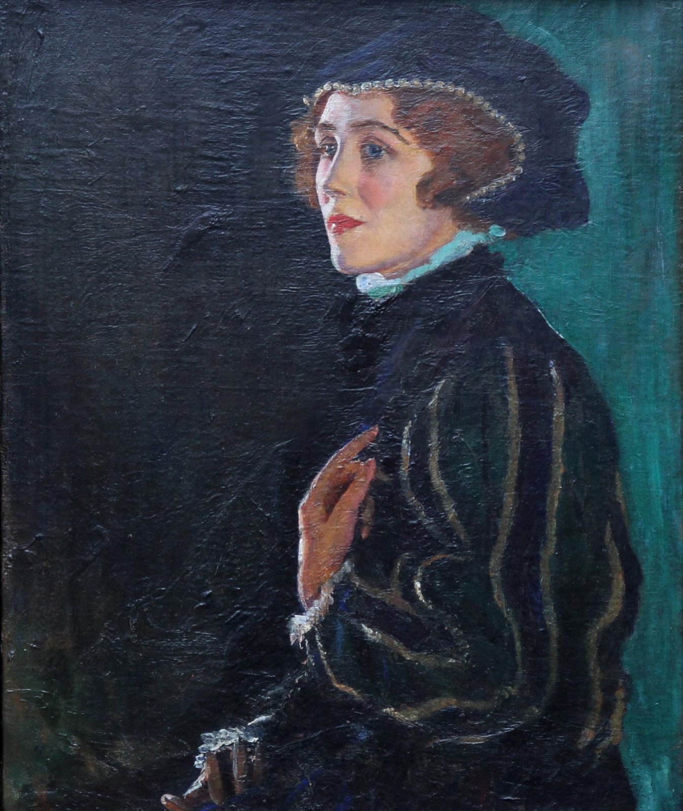 George Carr Drinkwatercecily Byrne As Mary Stewart   British Art 30's Actress Portrait Oil Paintingcirca 1930 photo vintage