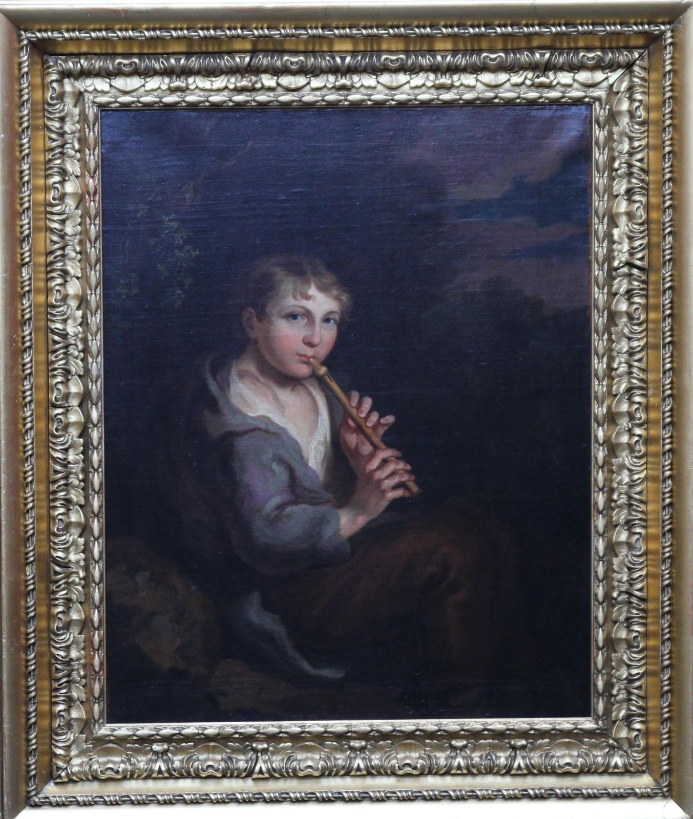 photo furniture Thomas Barker Of Bath (Att.) Portrait Of Boy Playing A Flute   18th/19th Century Art Old Master Oil Paintingcirca 1800