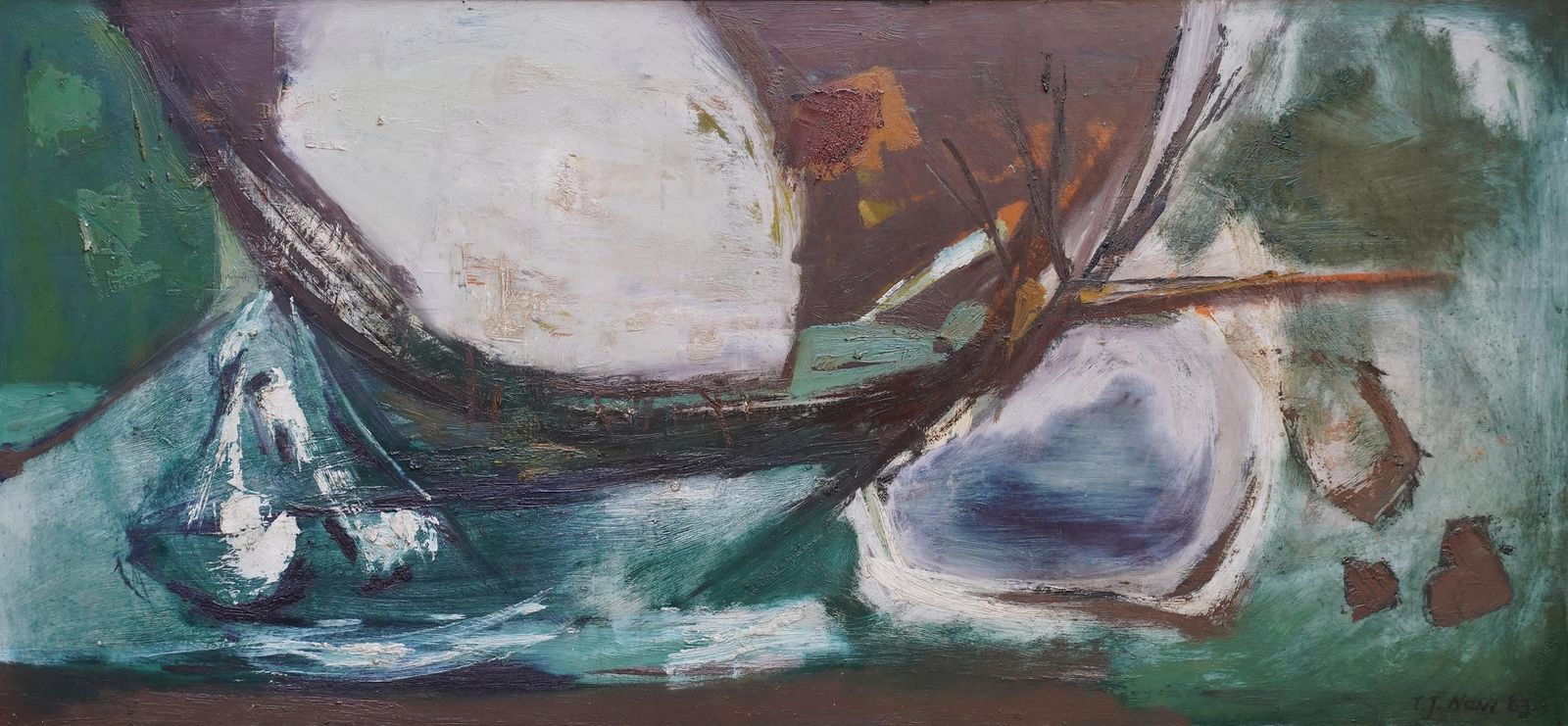 Art Tom Nashabstract Valley   Welsh 1963 Art Abstract Landscape Oil Painting1963 photo