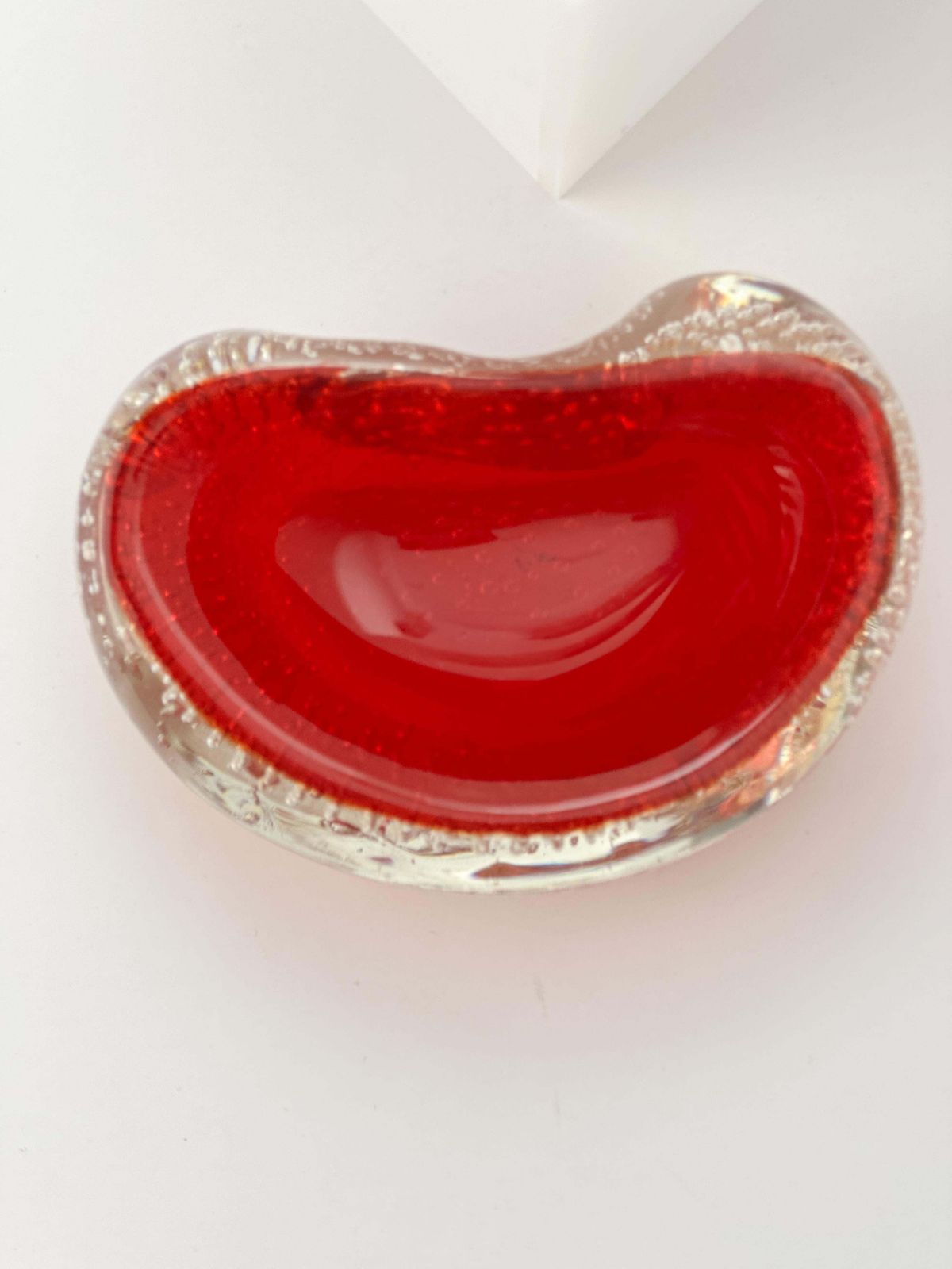 Archimede Seguso, Murano Glass Bowl, Red Sommerso, Gold Inclusion C.1950s Italy photo for sale