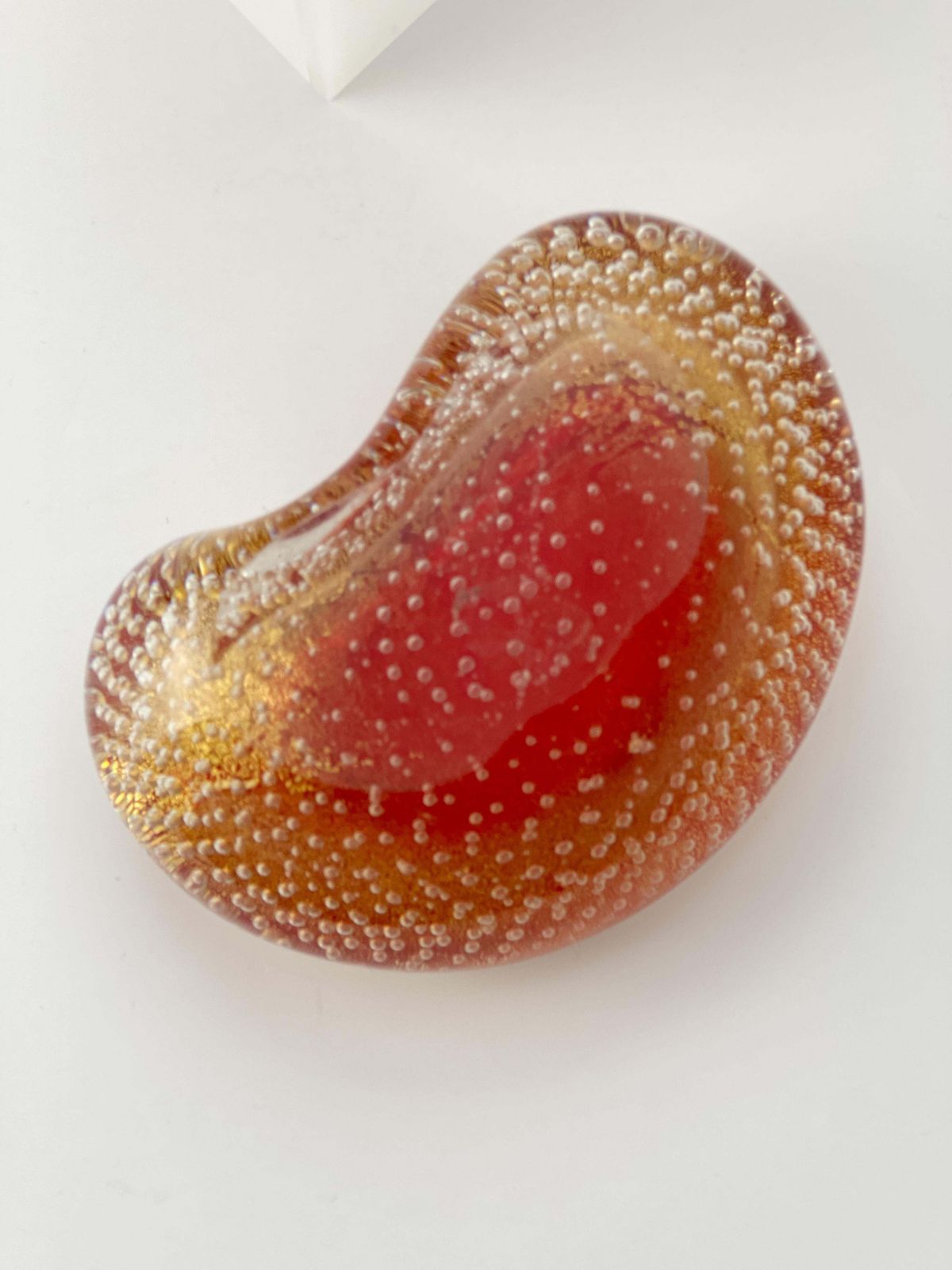 Archimede Seguso, Murano Glass Bowl, Red Sommerso, Gold Inclusion C.1950s Italy photo 479.0