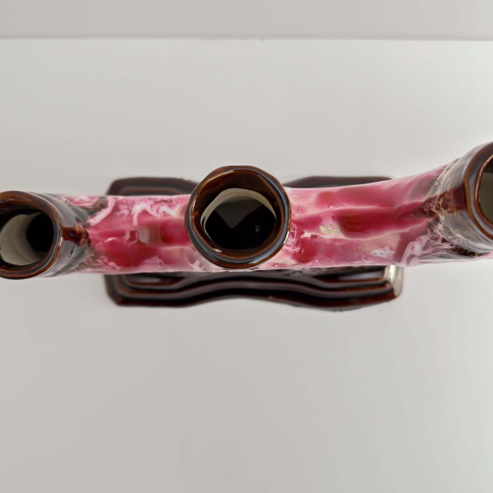 Vallauris, Vintage Candelabra, Pink Brown Glaze Ceramic, C.1960s France photo buy