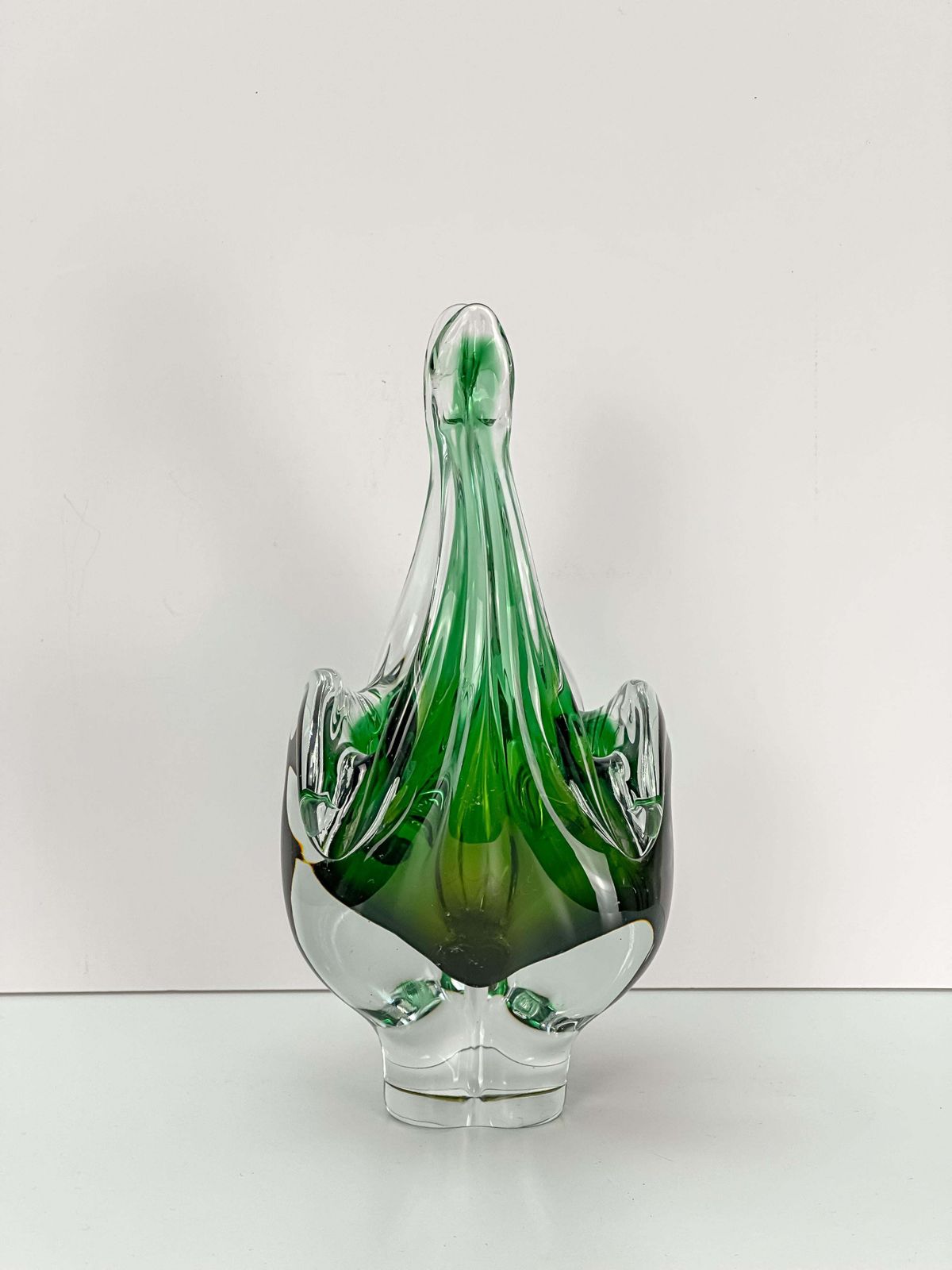Green Glass Bowl By Josef Hospodka For Chribska Glassworks, Circa 1970s photo for sale