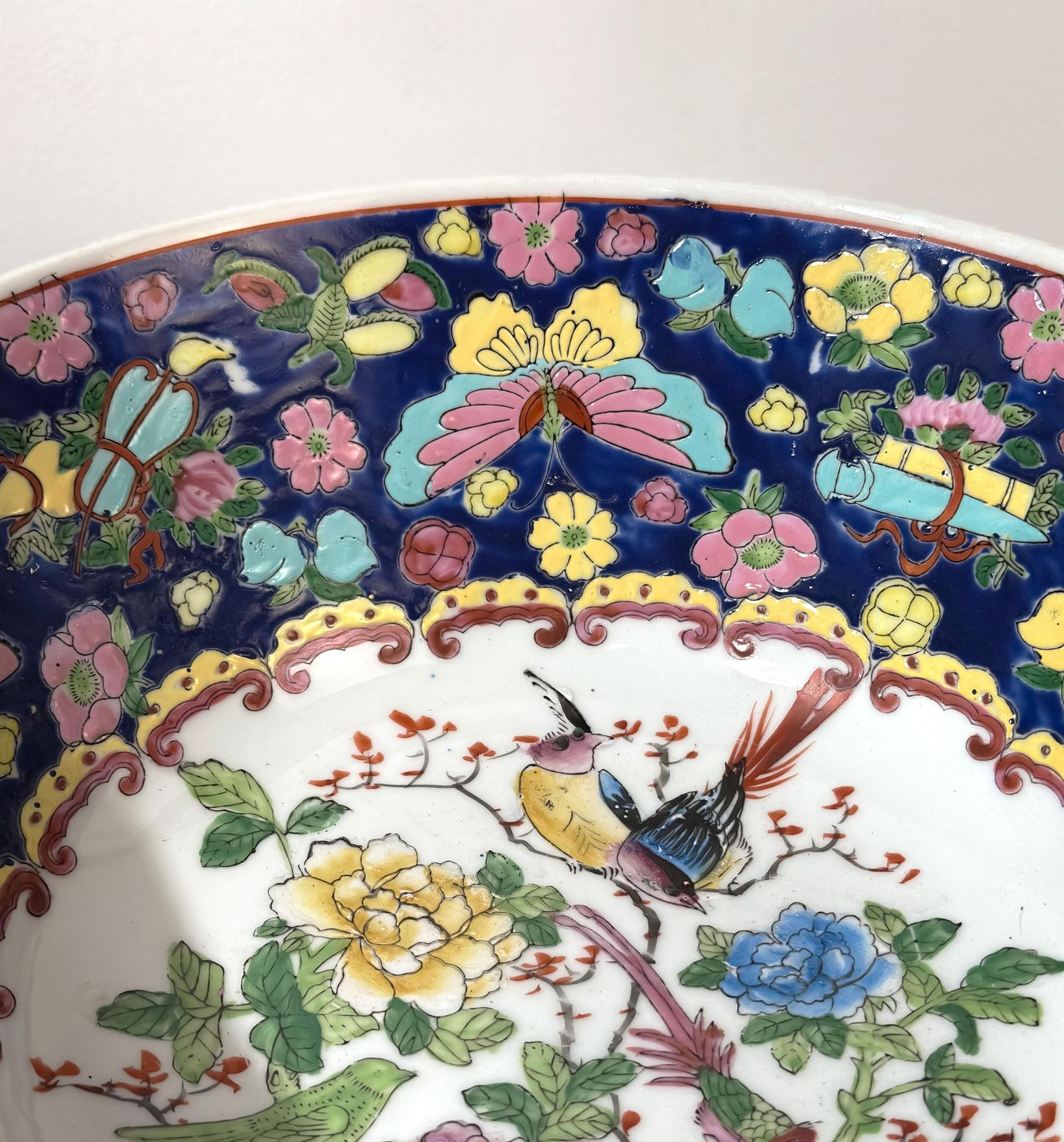 Chinese ‘Yongzheng Style’ Famille Rose Porcelain Punch Bowl Circa 1950s photo Home Decor