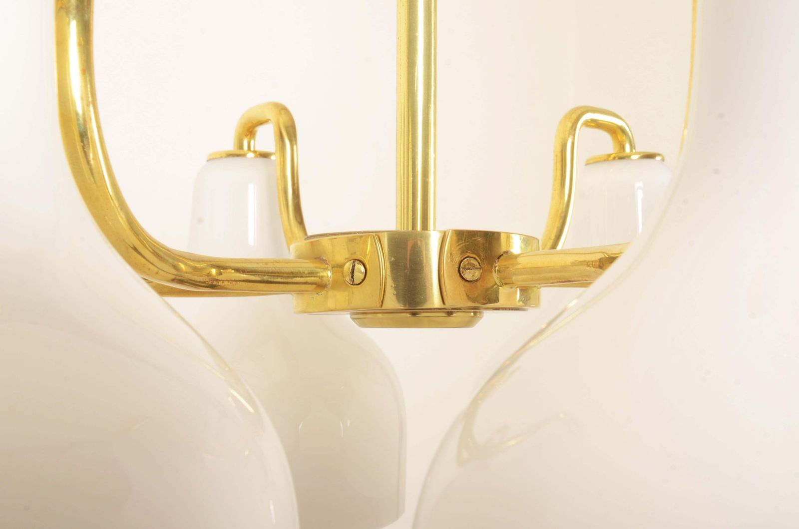 Vilhelm Lauritzen Brass And Opaline Glass Chandelier photo buy