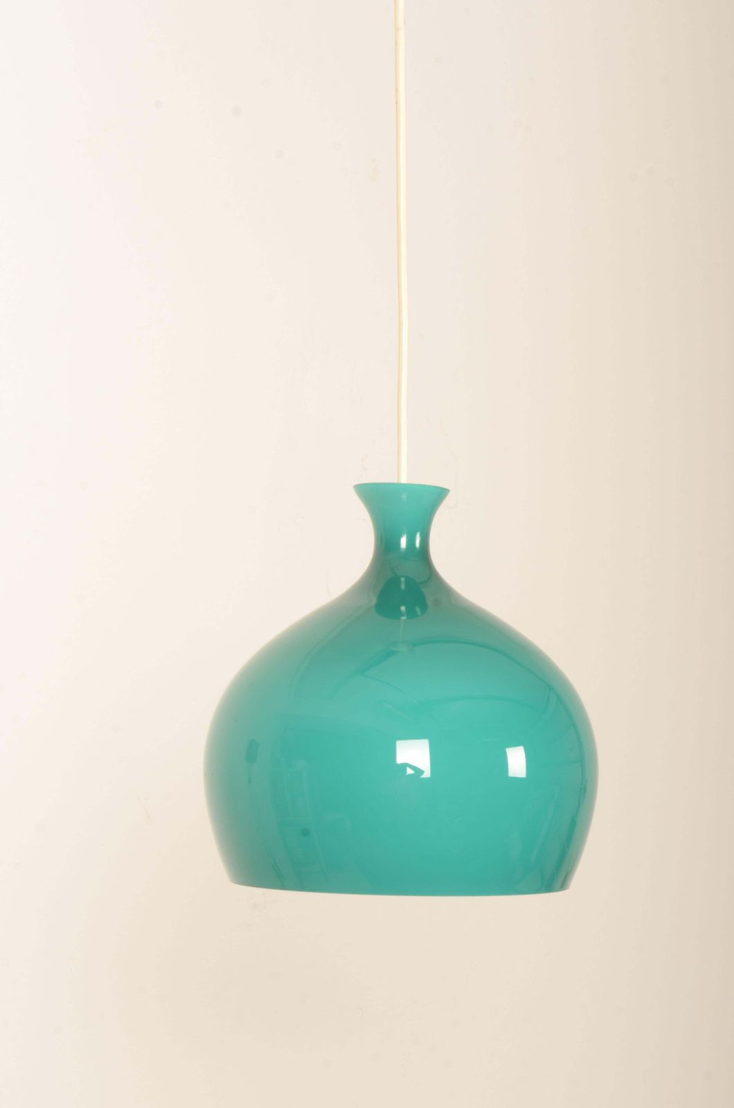Rare Onion Pendants In Turquoise Glass By Helge Zimdal photo vintage