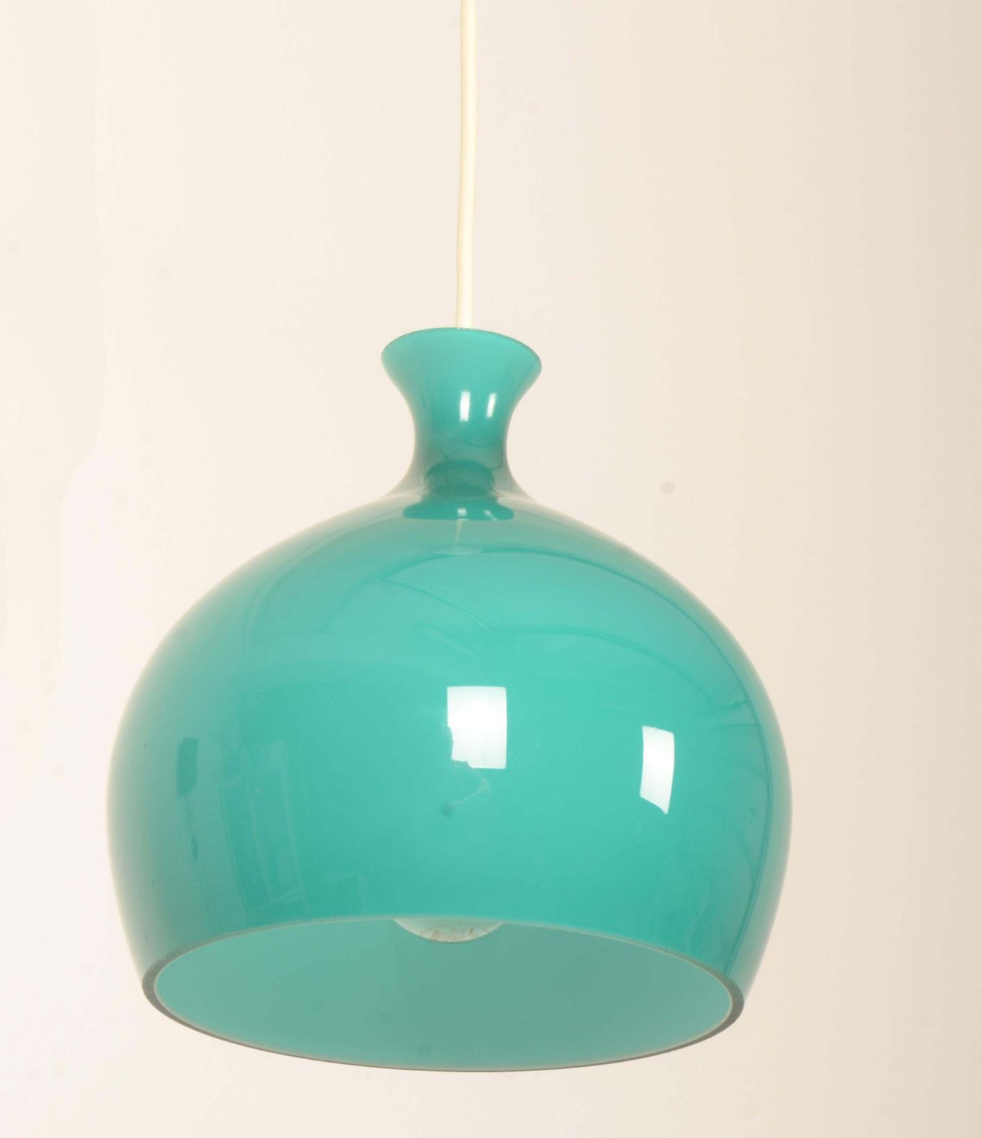 photo furniture Rare Onion Pendants In Turquoise Glass By Helge Zimdal