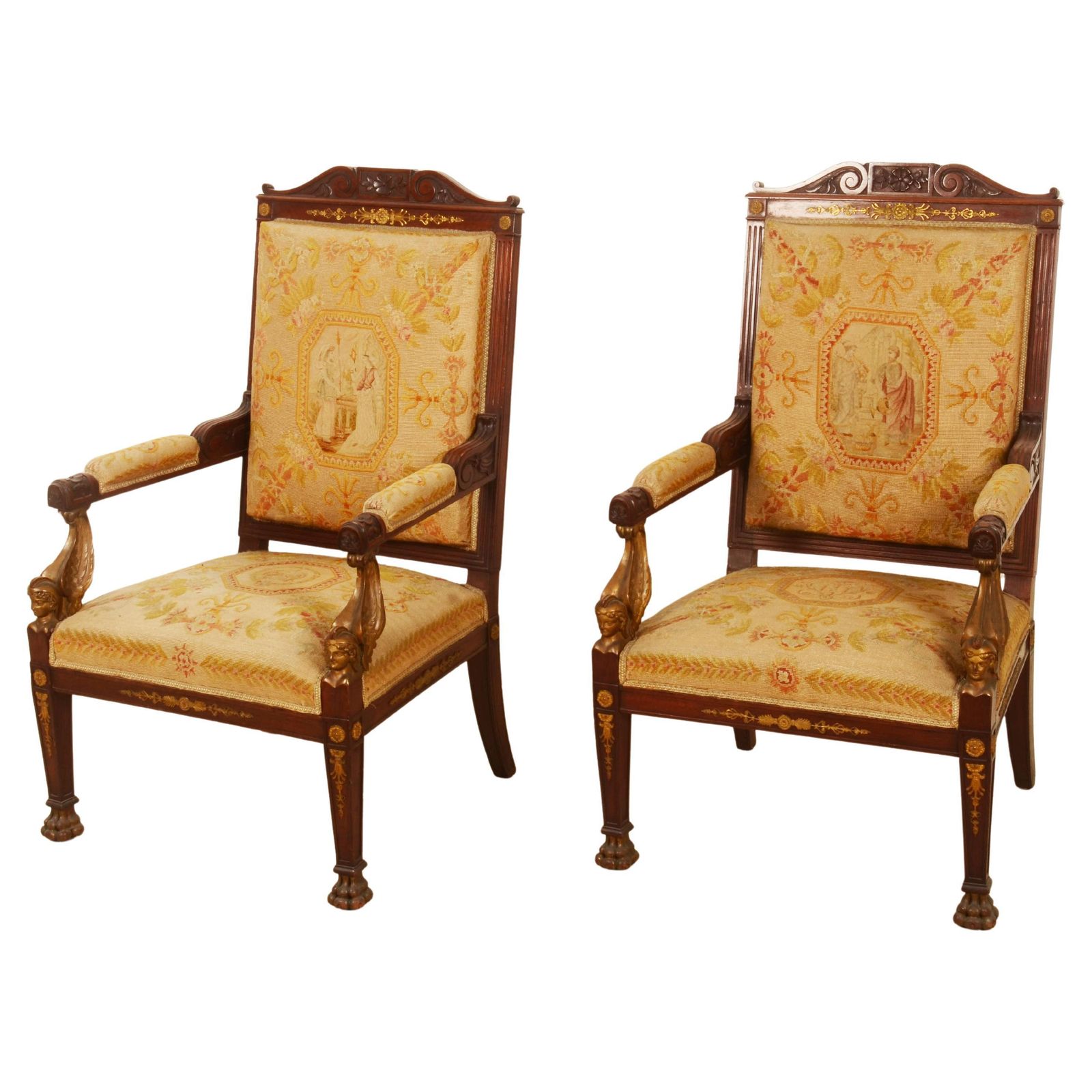 Pair Of French Empire Style Armchairs