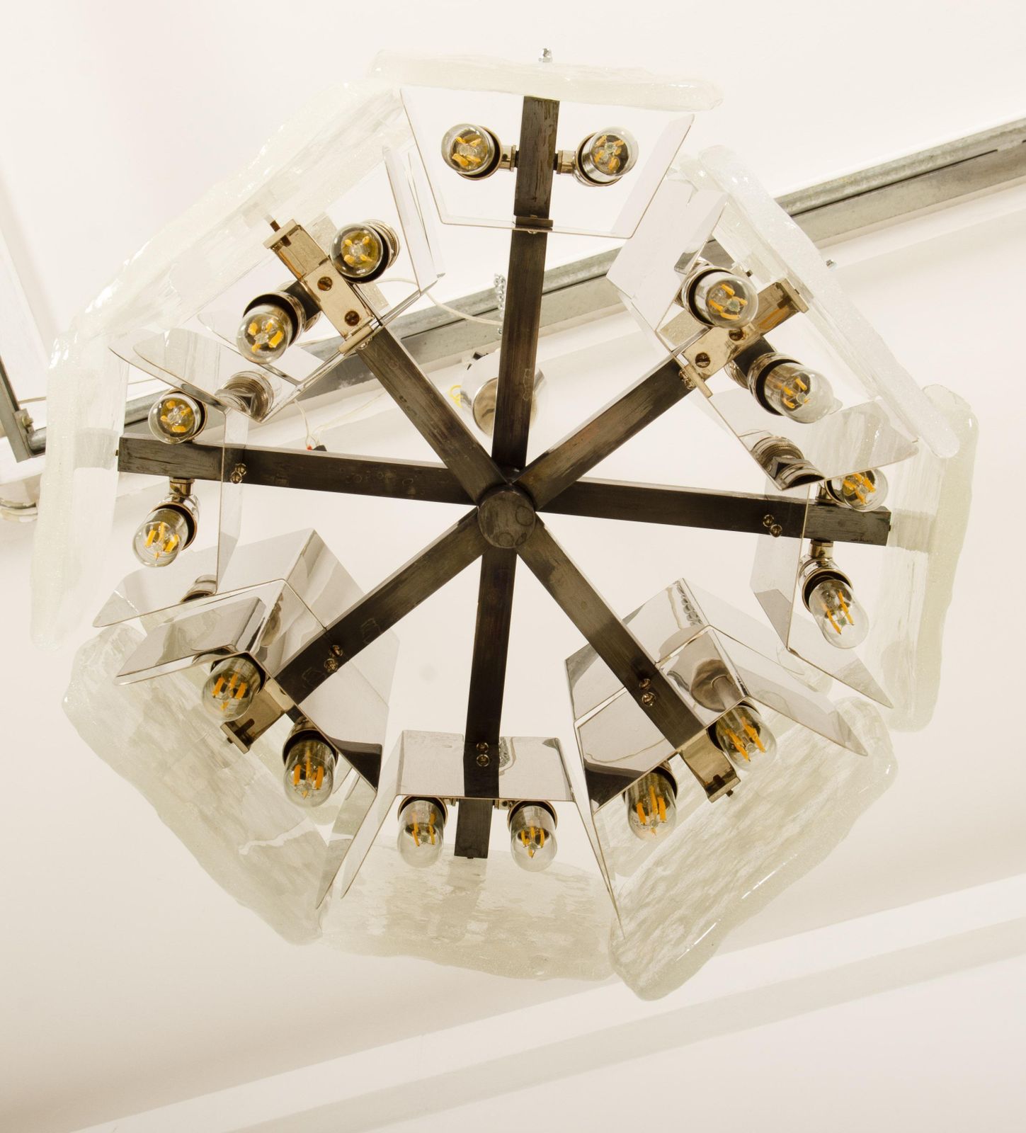 photo for sale Kalmar Ice Glass Relief Glass "Aggstein" Chandelier