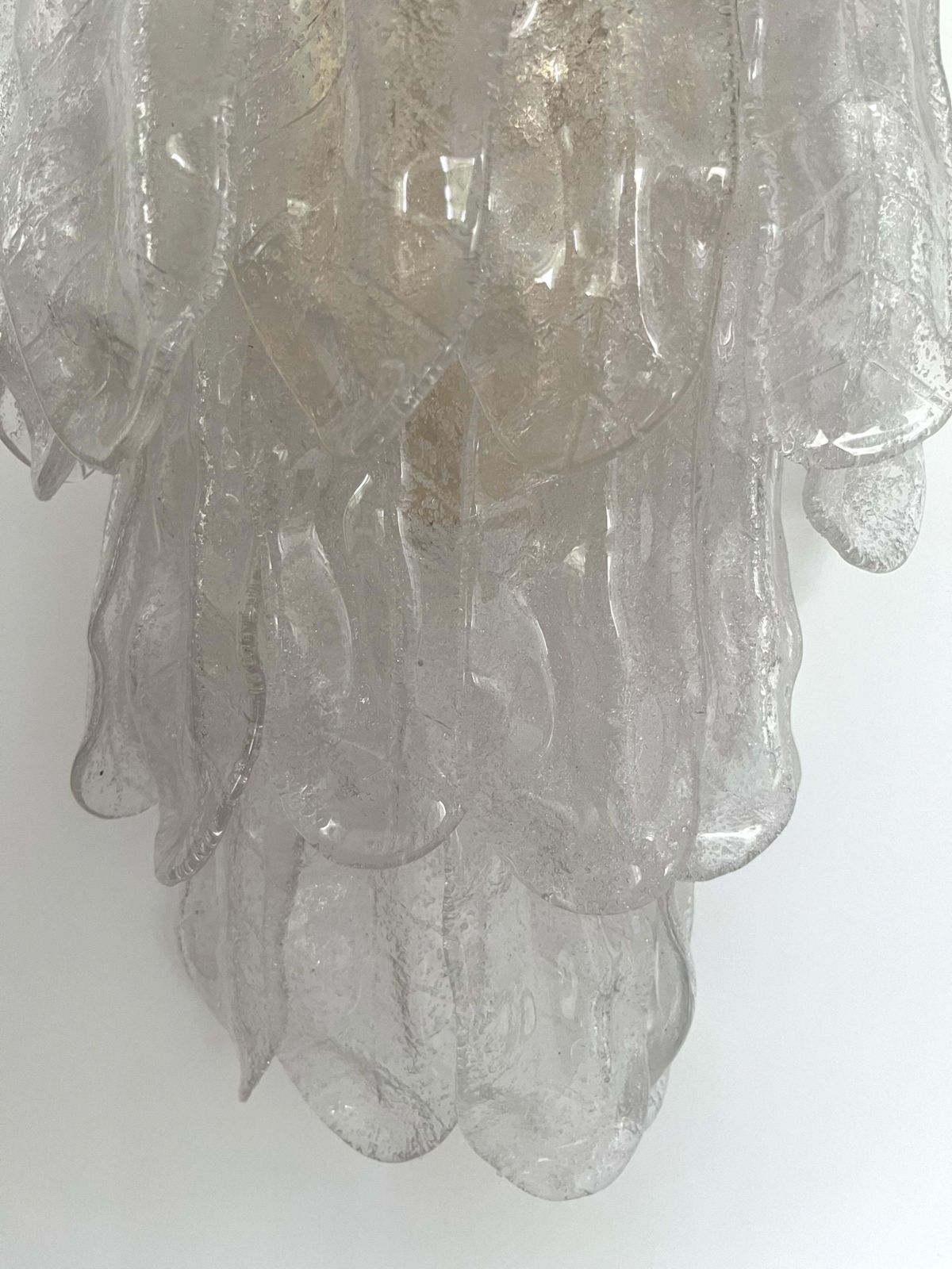 Unique Large Italian Midcenturypair Of Murano Wall Sconces By Mazzega, 1970s photo vintage