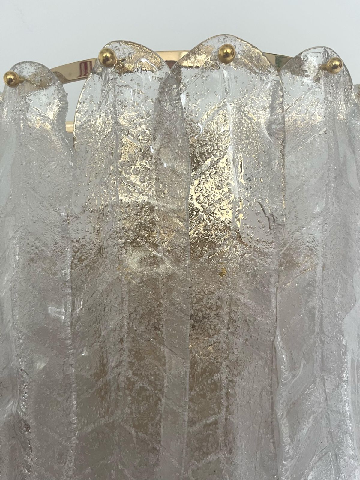 photo for sale Unique Large Italian Midcenturypair Of Murano Wall Sconces By Mazzega, 1970s