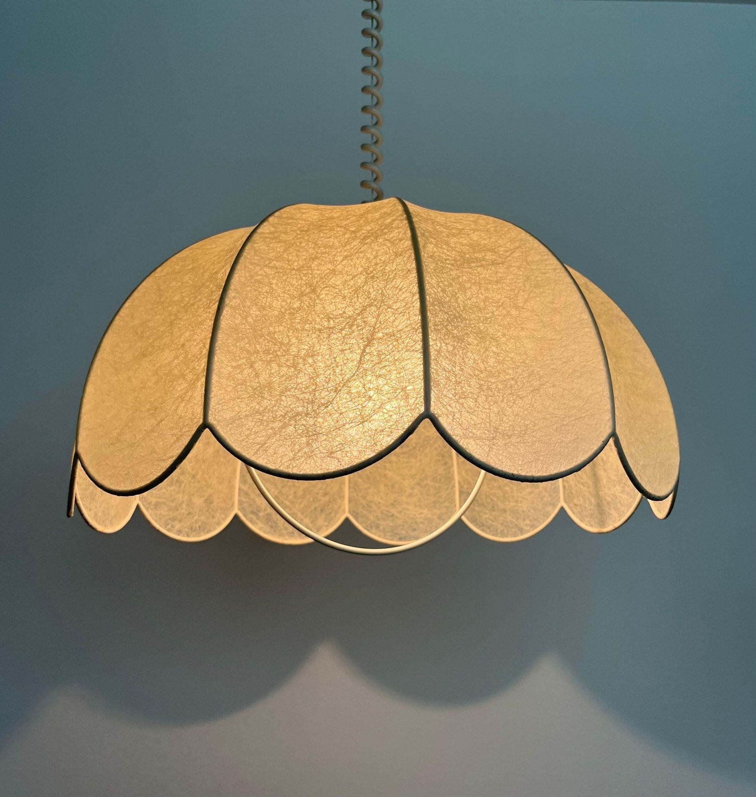 German Mid Century "Cocoon" Flower Adjustable Chandelier By Goldkant, 1970s photo buy