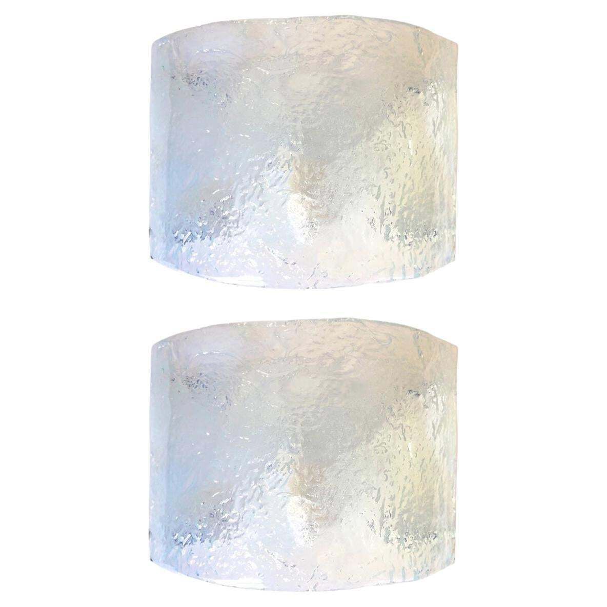 Pair Of Italian Iridescent Murano Wall Sconces By Carlo Nason For Mazzega, 1970s