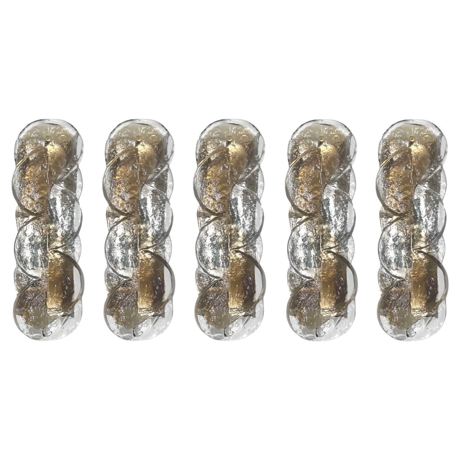 Austrian Mid Century Set Of Five Murano "Citrus" Wall Sconces By Kalmar, 1970s